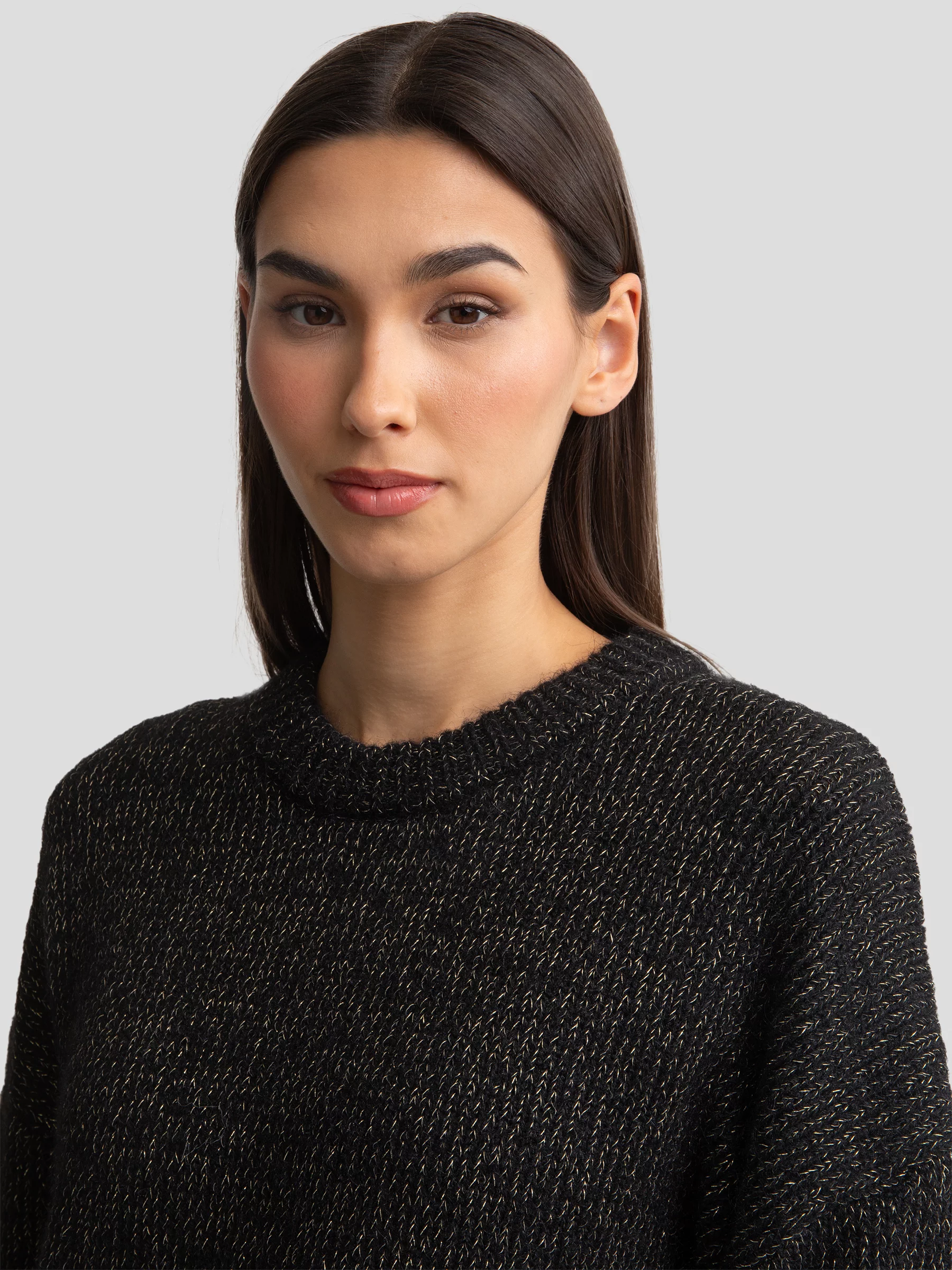 Sweter damski oversize z dodatkiem wełny czarny Mayamessa 906