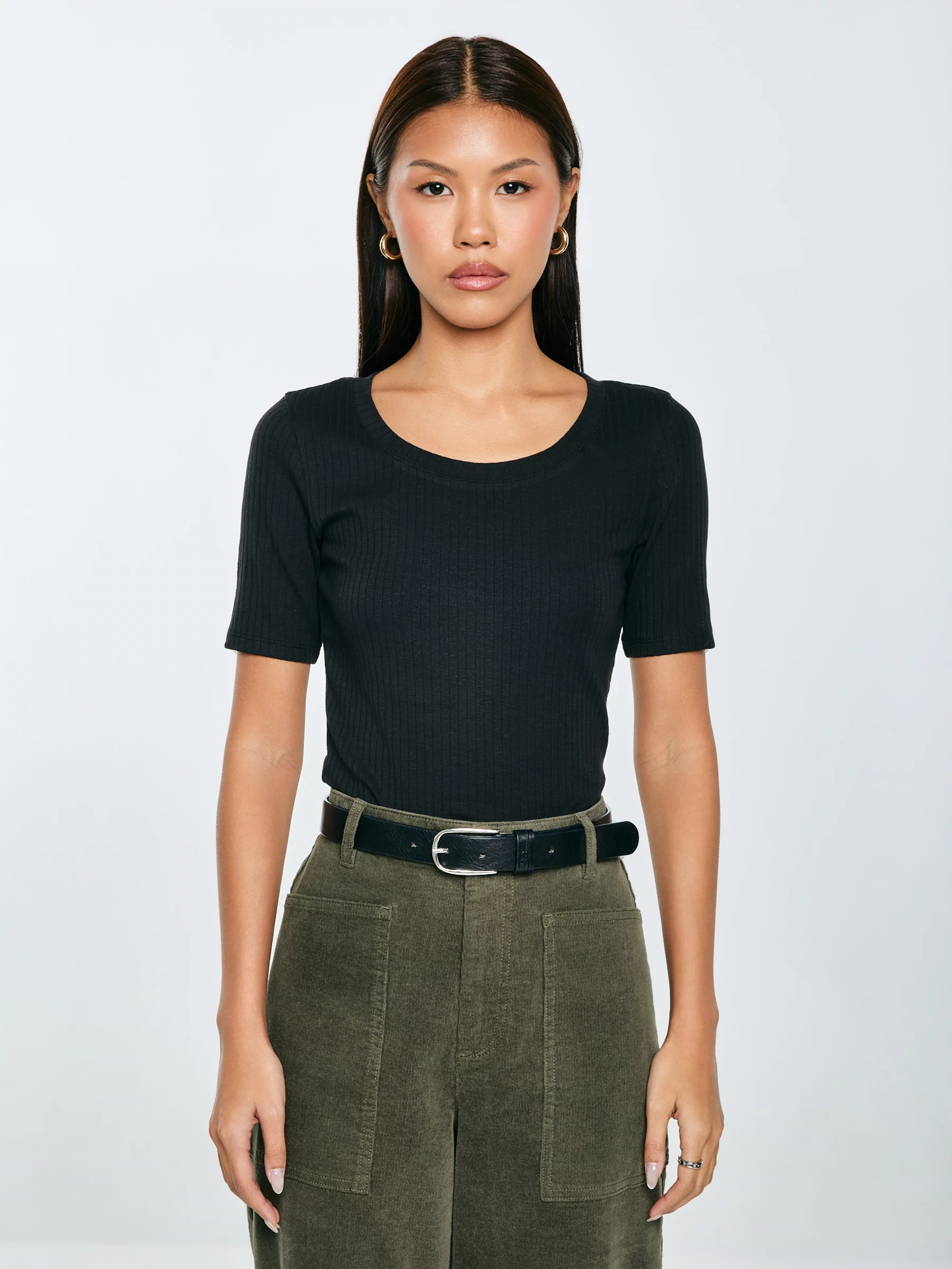 Koszulka damska w prążek czarna Asterca 906