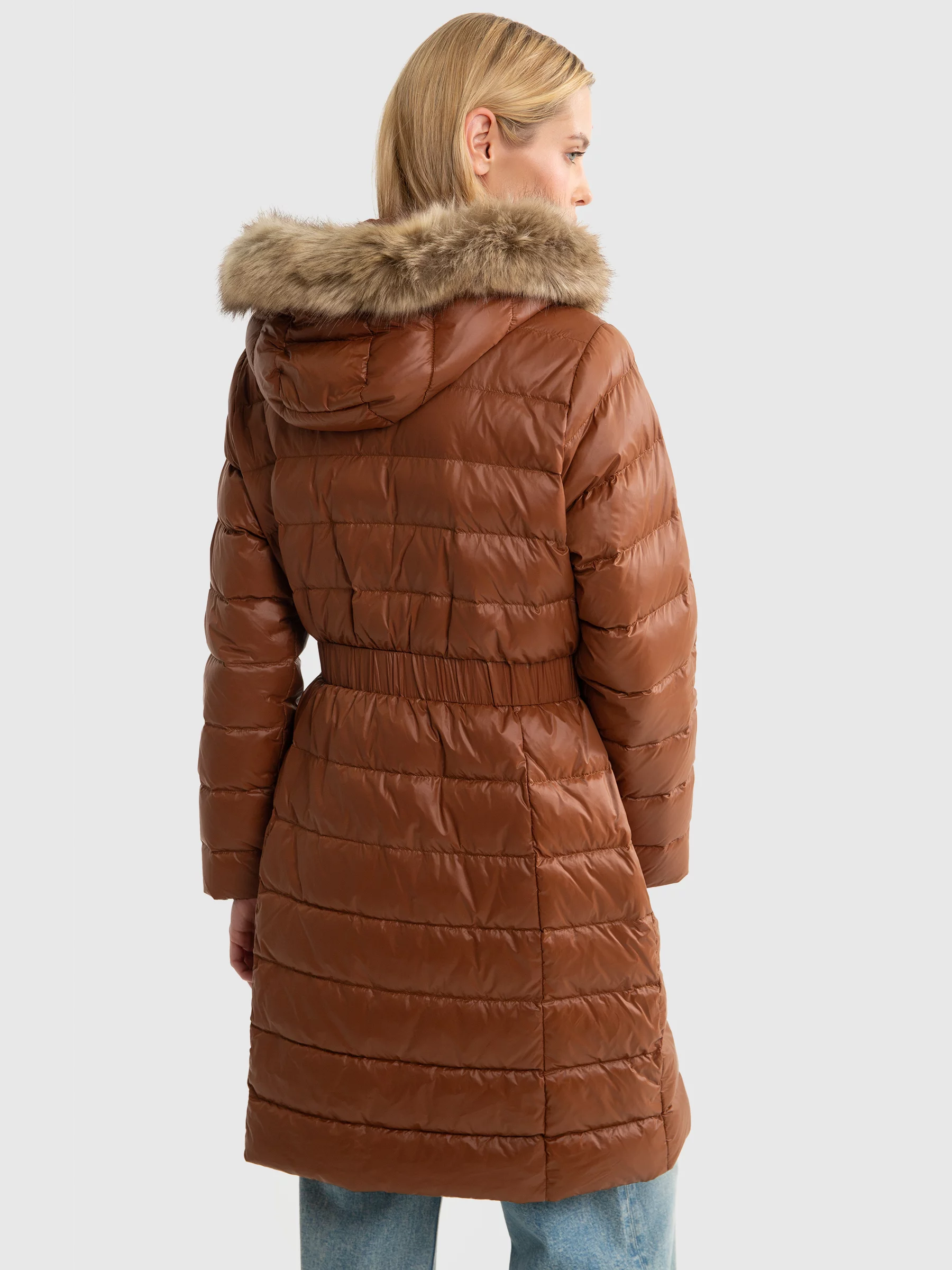 Płaszcz damski puchowy pikowany brązowy Rosabel 804