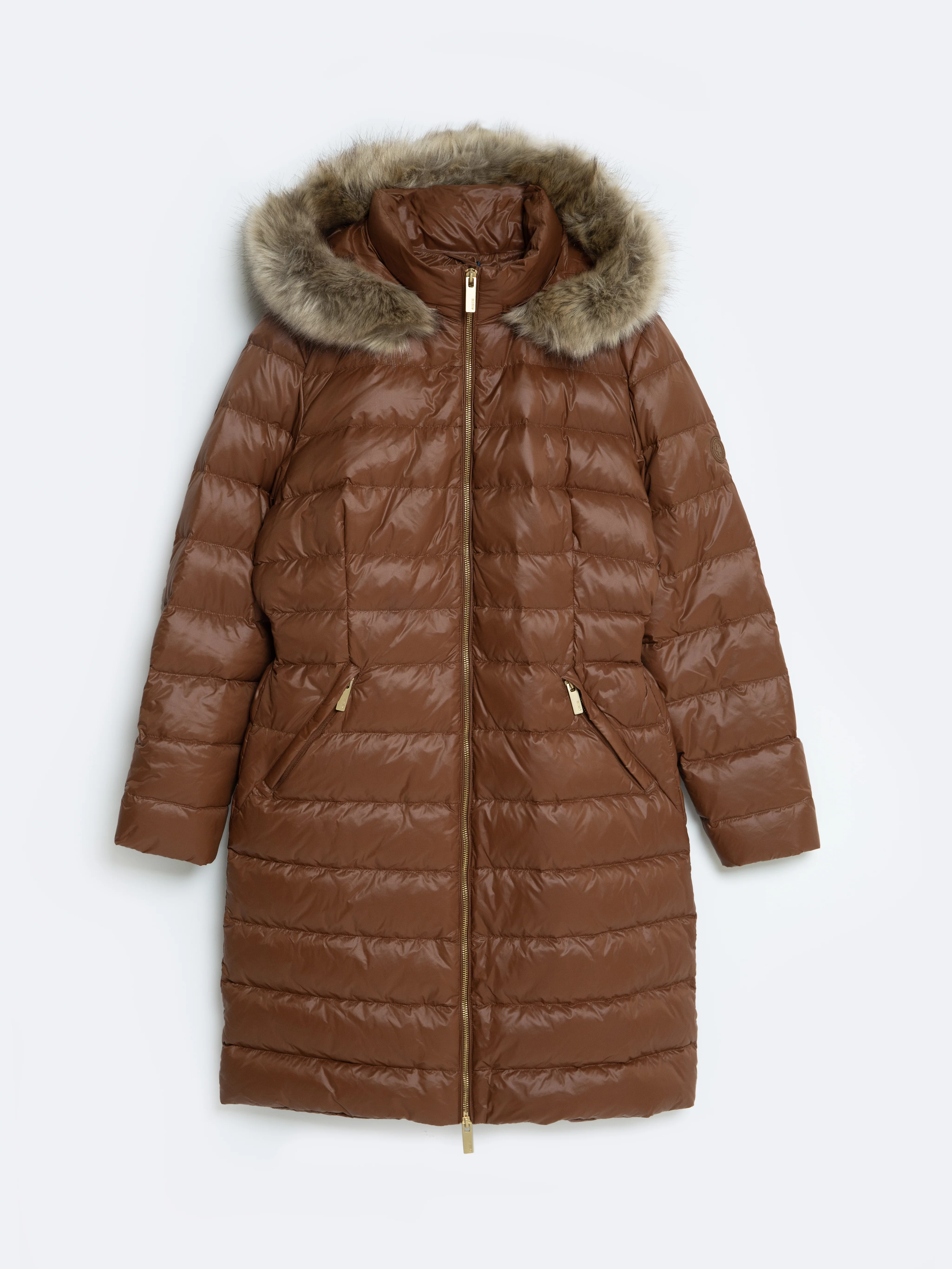 Płaszcz damski puchowy pikowany brązowy Rosabel 804