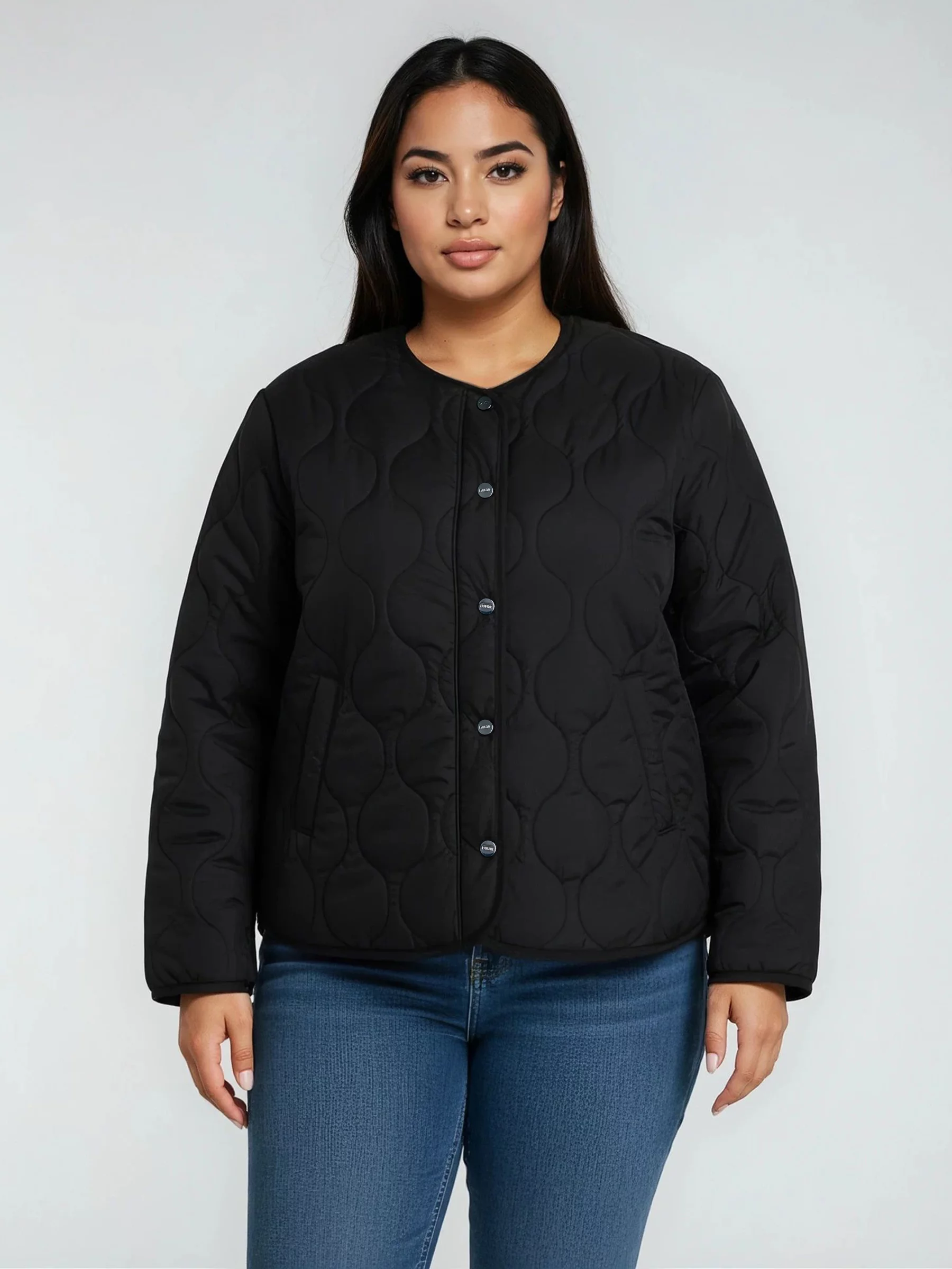 Kurtka damska z ozdobnym pikowaniem przejściowa czarna Charla 906