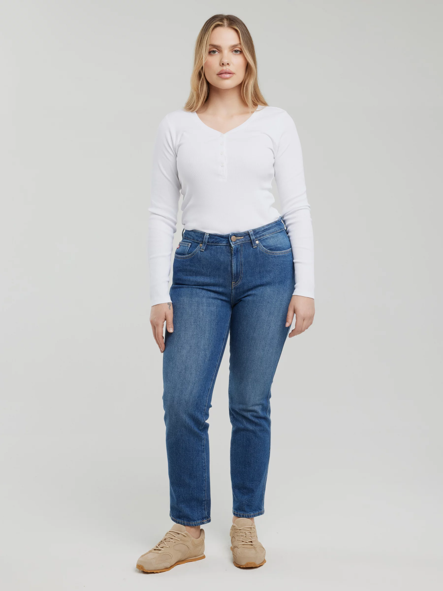 Bluzka damska z prążkowanej dzianiny biała Nathalie 101