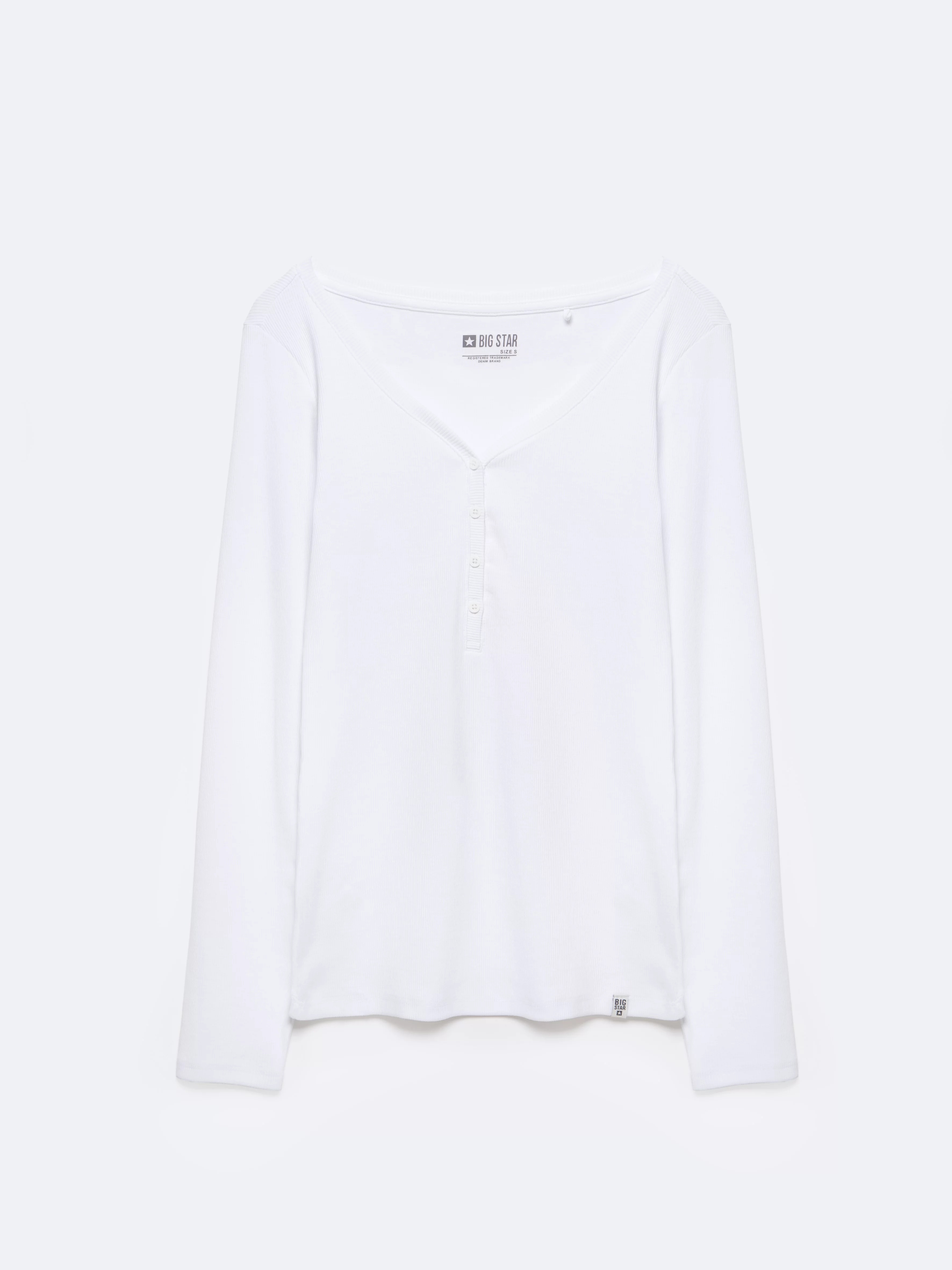 Bluzka damska z prążkowanej dzianiny biała Nathalie 101