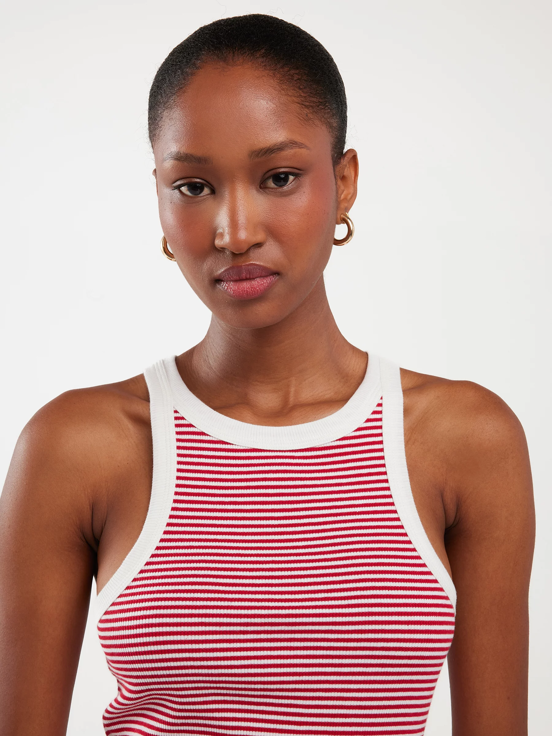 Koszulka damska na ramiączkach w prążek biało-czerwona Livia 603