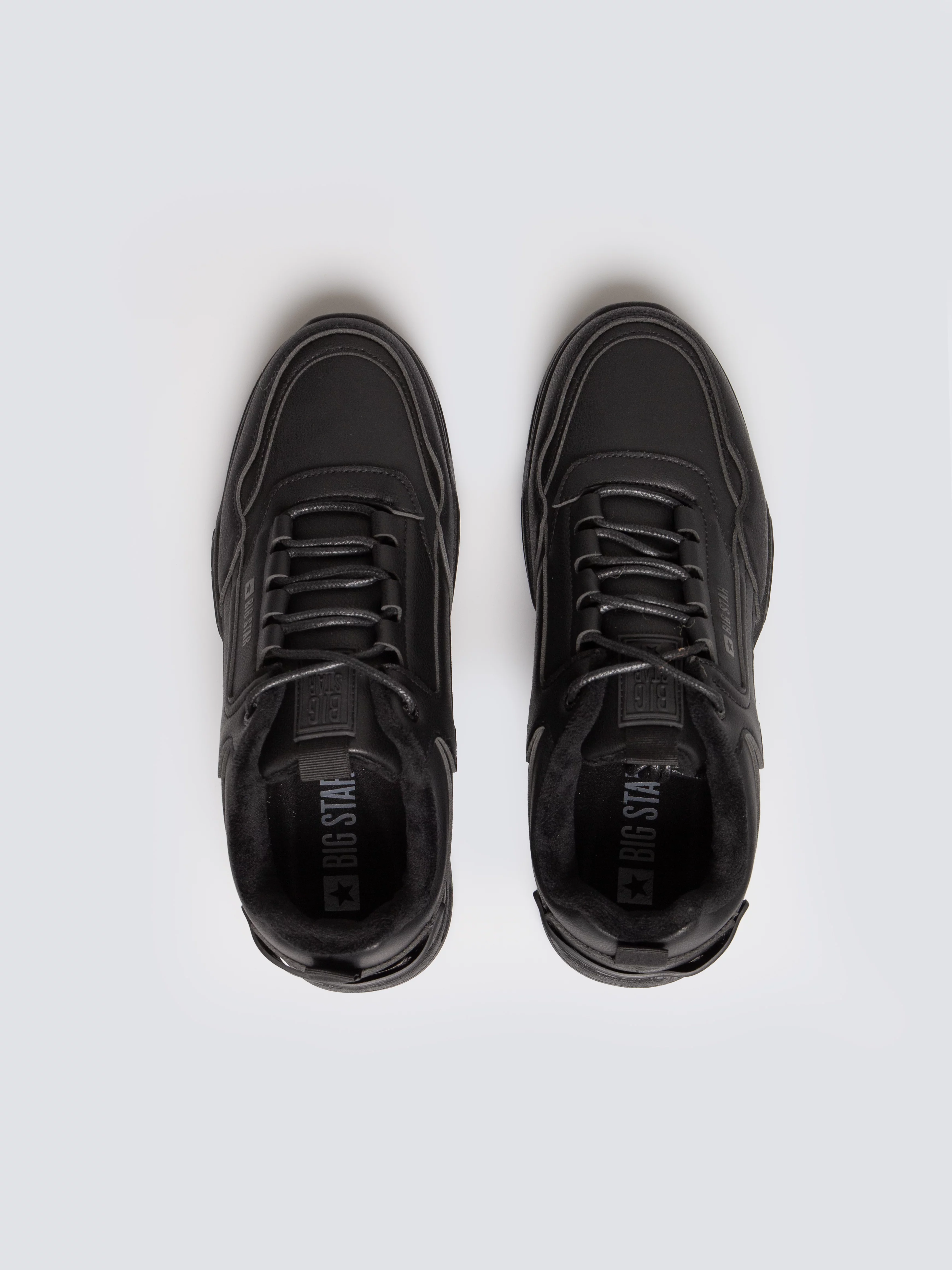 Sneakersy męskie ze skóry ekologicznej czarne OO174584 906