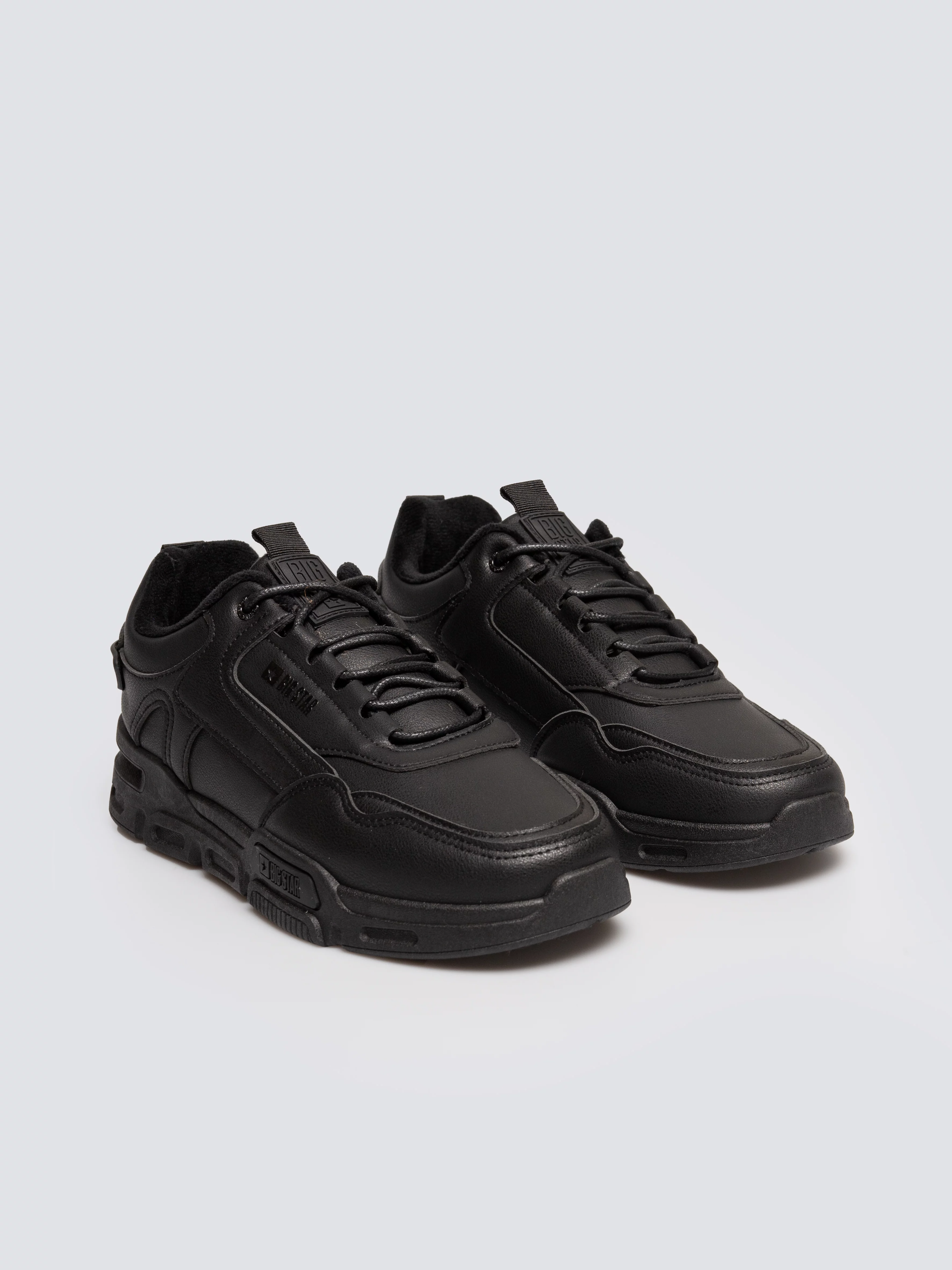 Sneakersy męskie ze skóry ekologicznej czarne OO174584 906