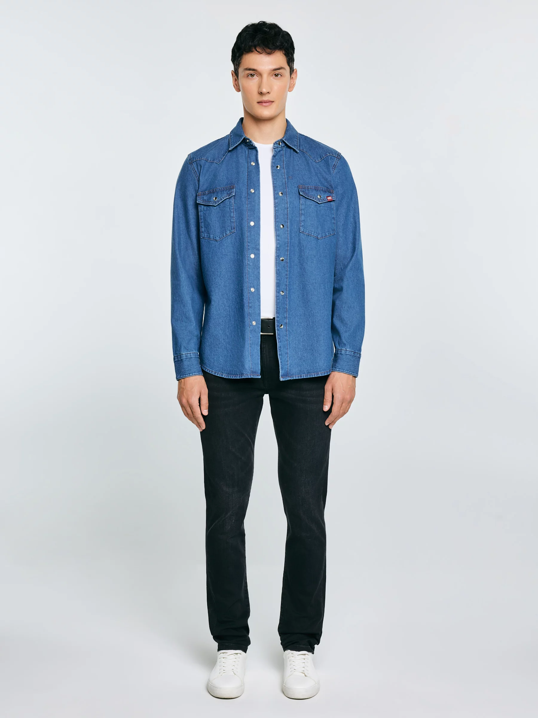 Koszula męska jeansowa niebieska Western 121