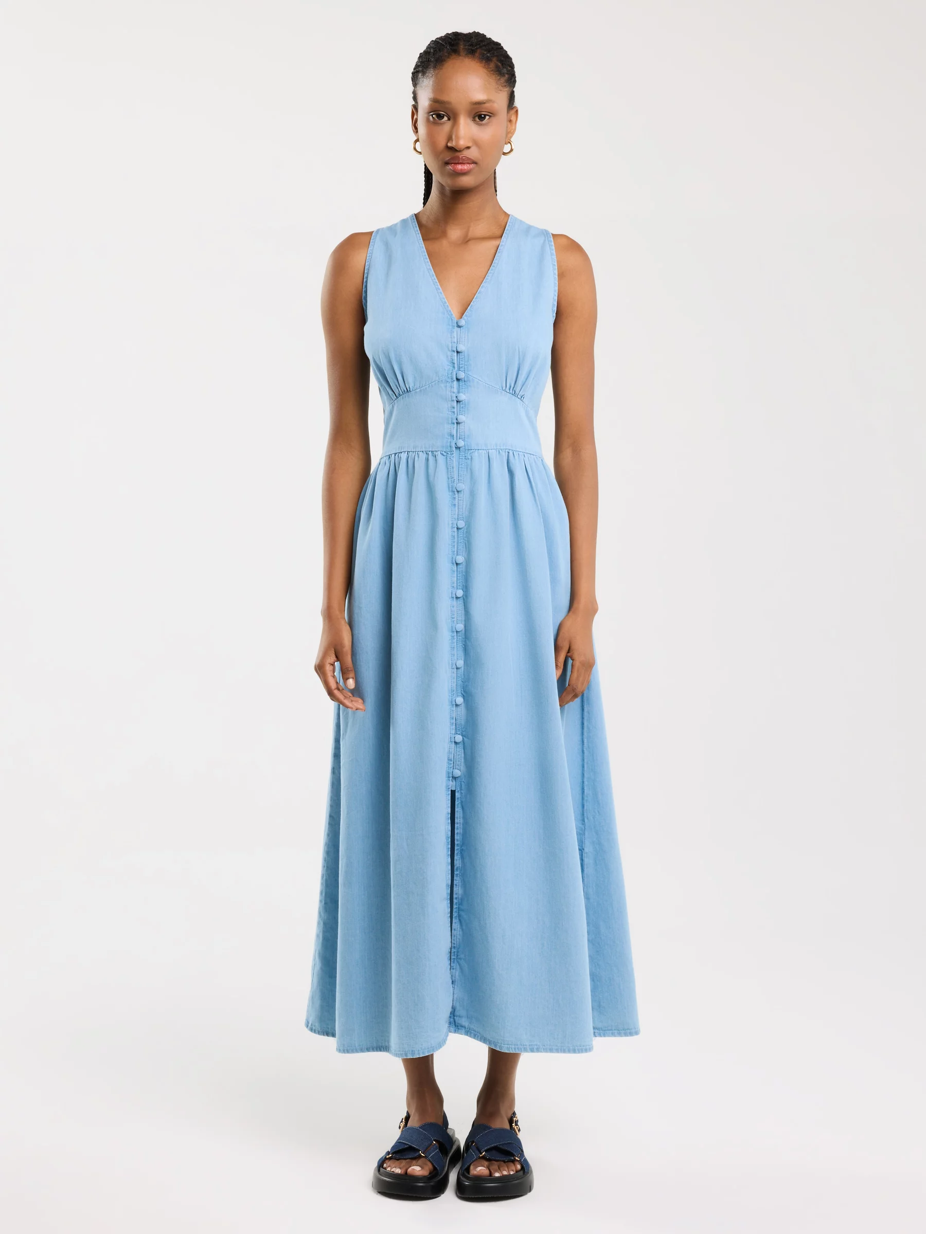 Sukienka damska midi jeansowa niebieska Willow 160