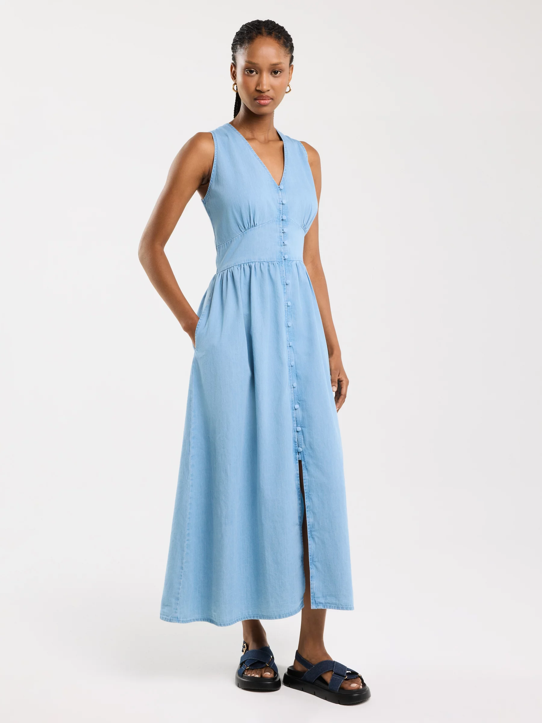 Sukienka damska midi jeansowa niebieska Willow 160