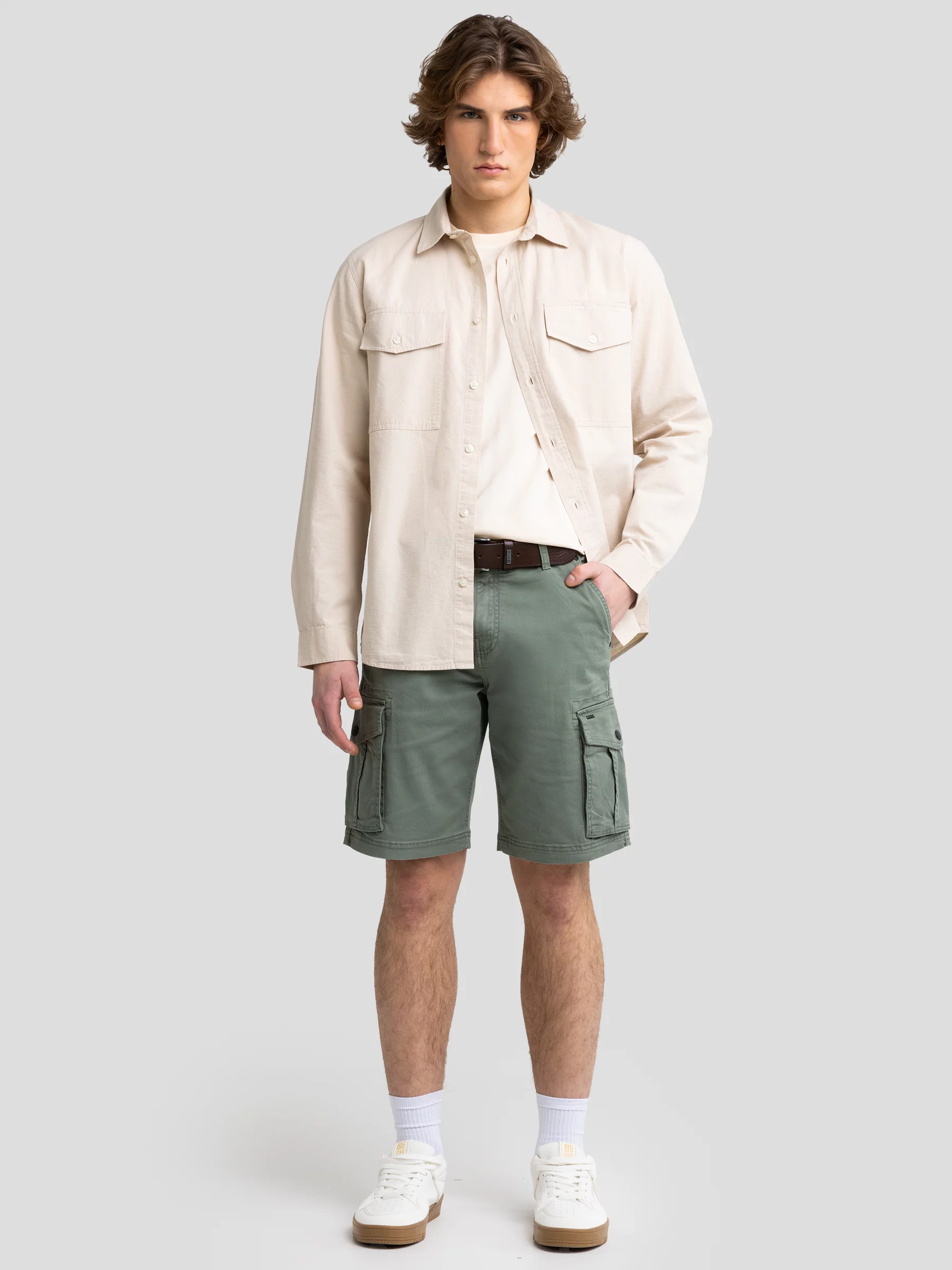 Szorty męskie z kieszeniami cargo khaki Morrise 303