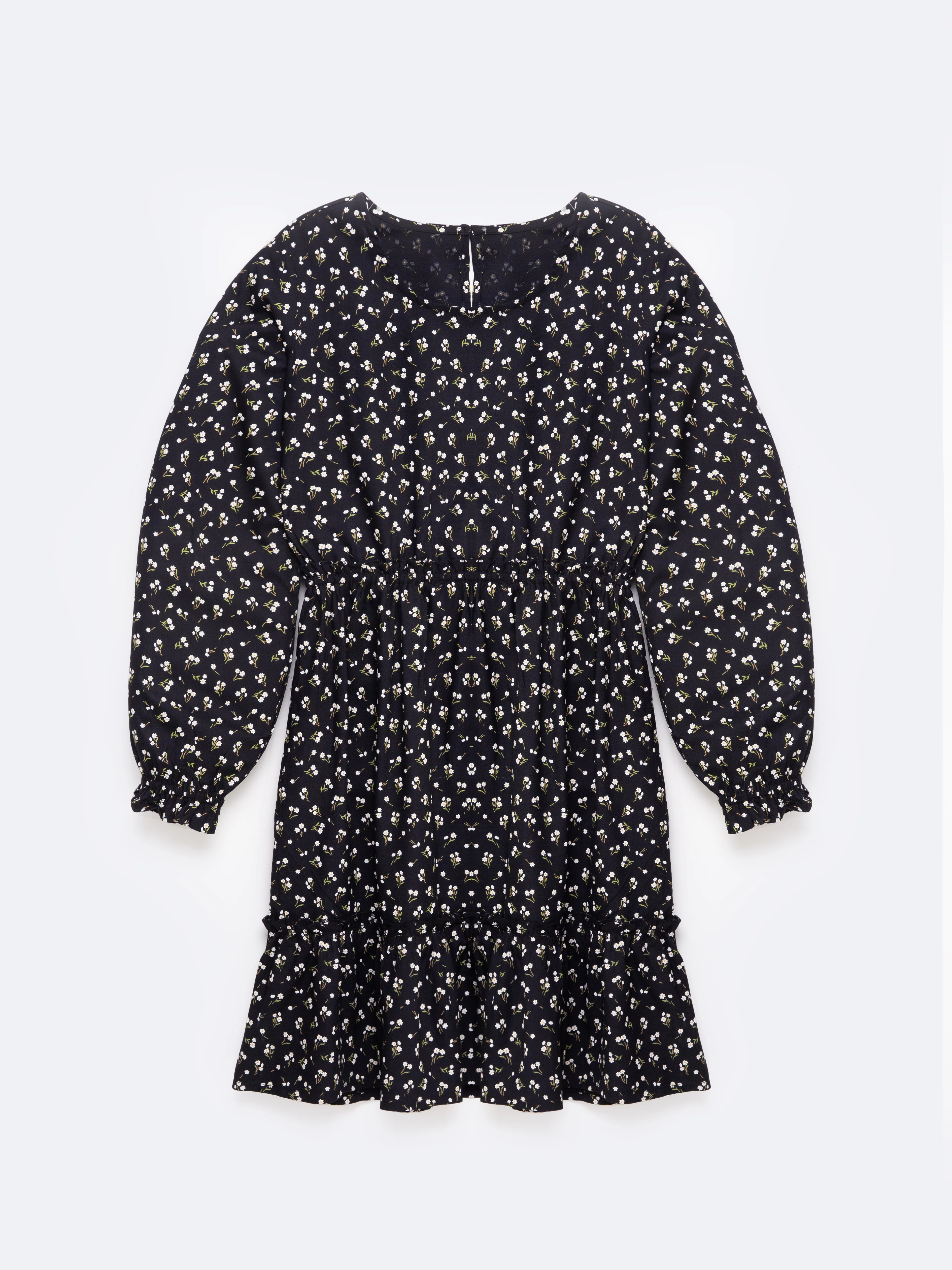 Sukienka dziewczęca z wiskozy z motywem kwiatowym czarna Namisa 906