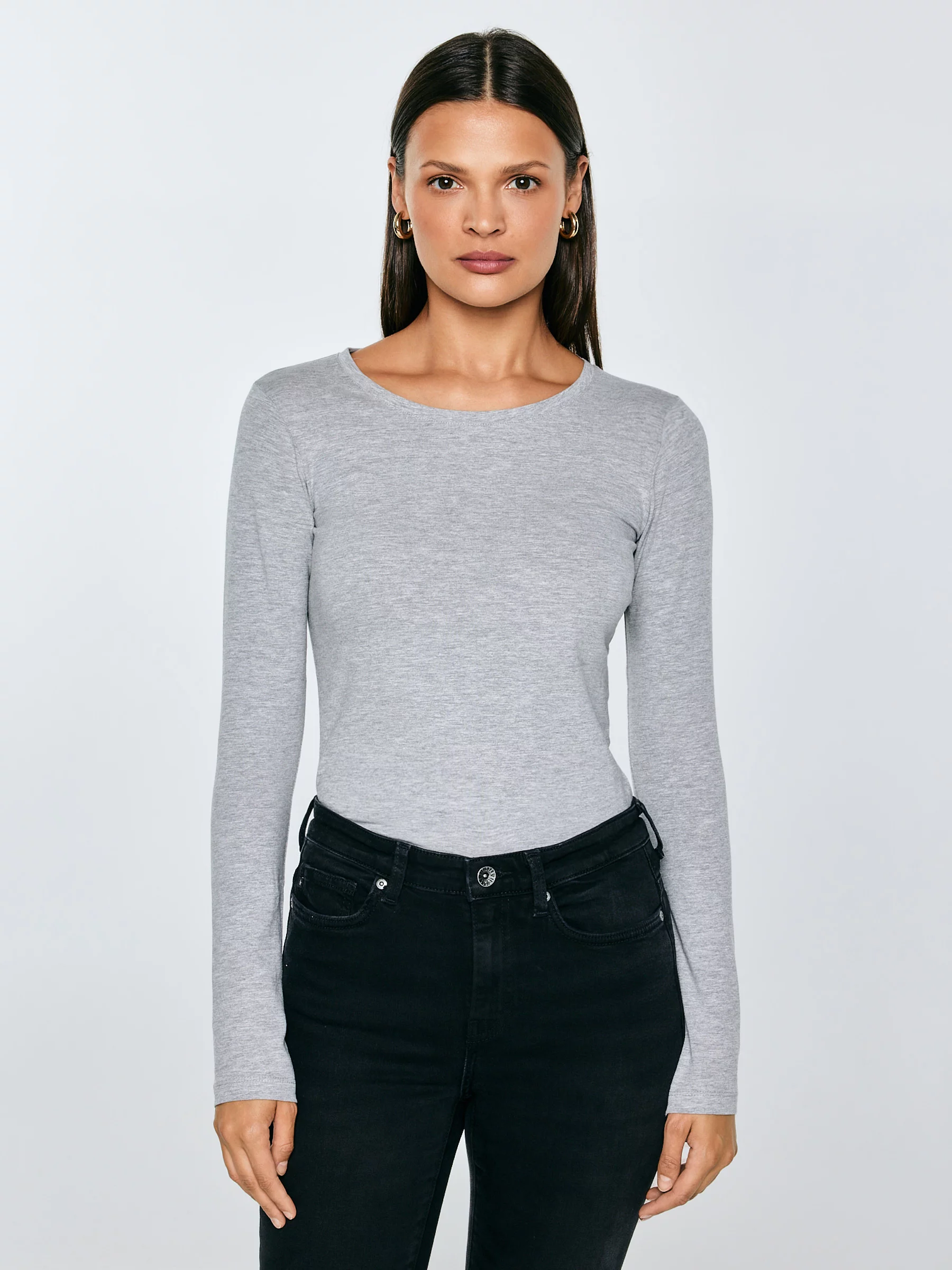 Bluzka damska z długim rękawem szara Classic 991