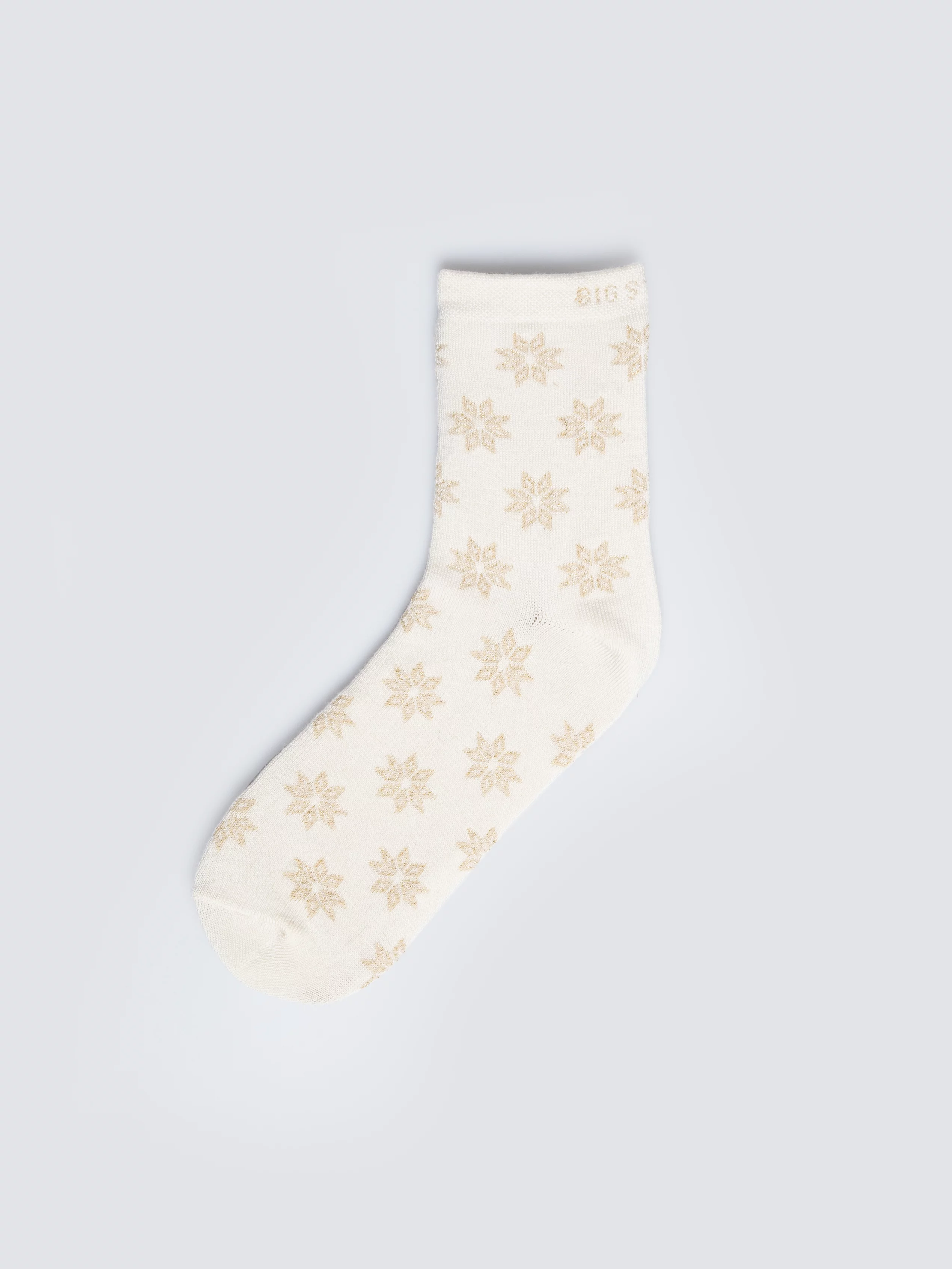 Skarpety damskie długie w metaliczne gwiazdki białe Luria 100