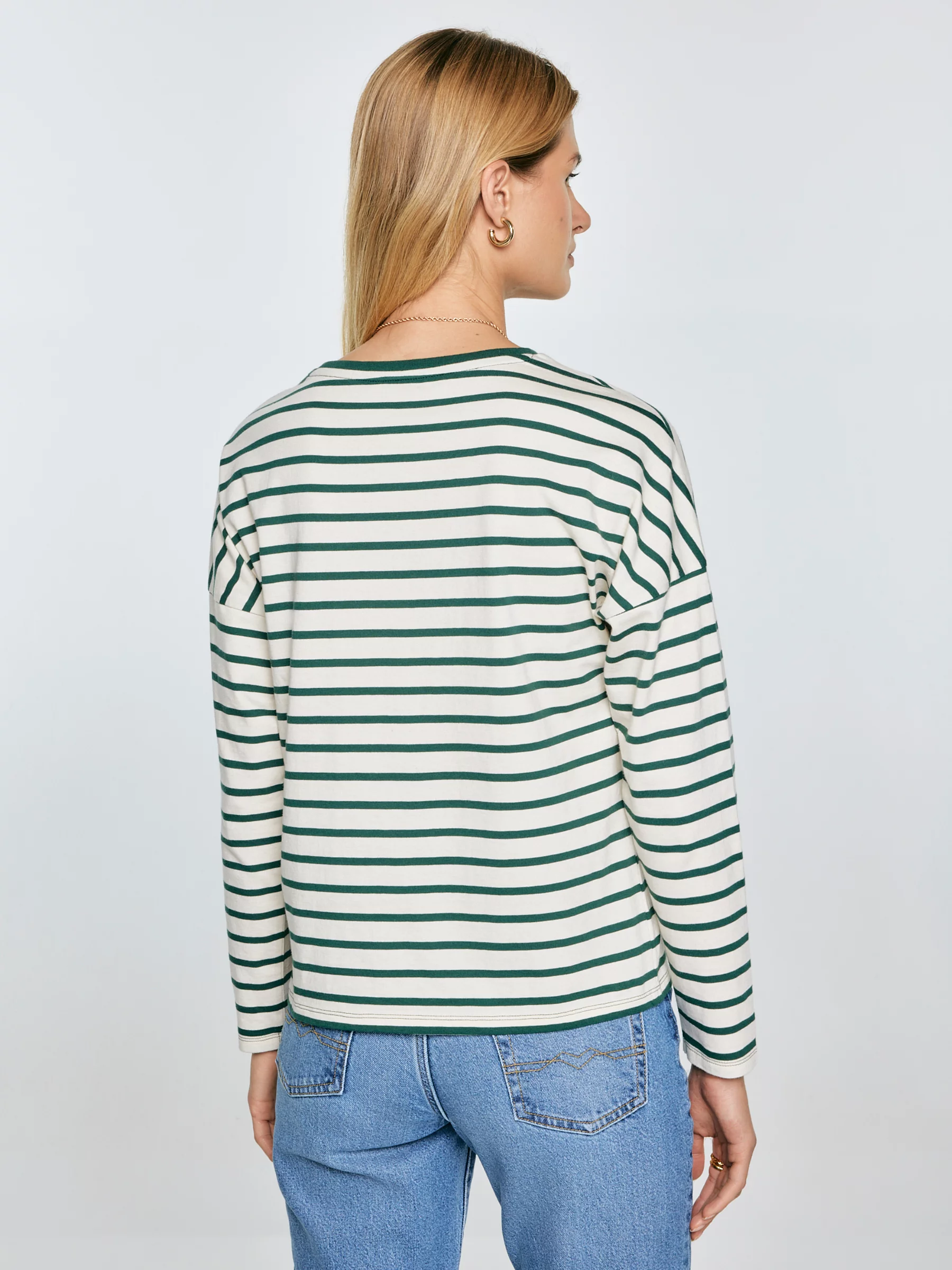 Bluzka damska w paski beżowo-zielone Alerra 304