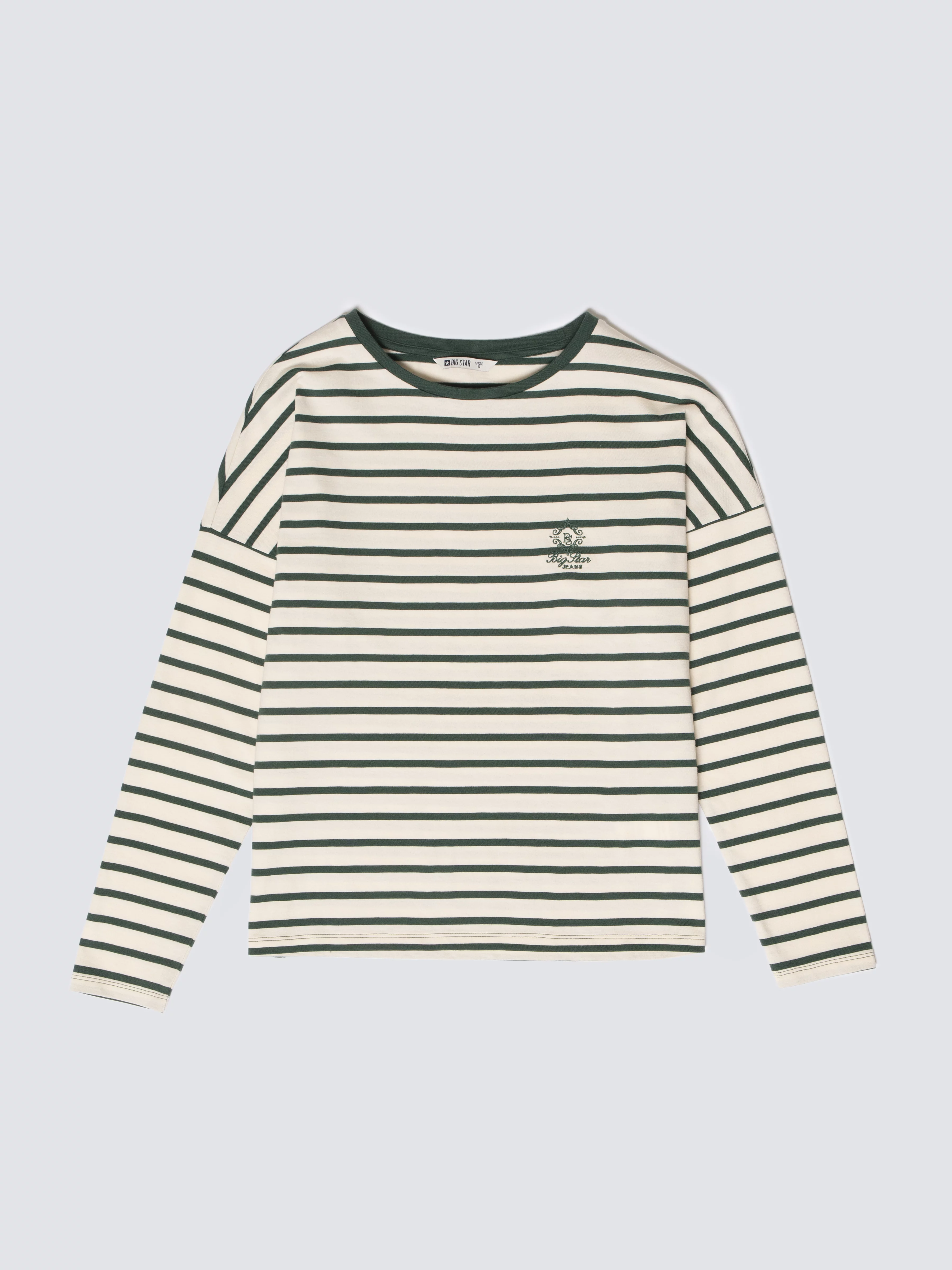 Bluzka damska w paski beżowo-zielone Alerra 304