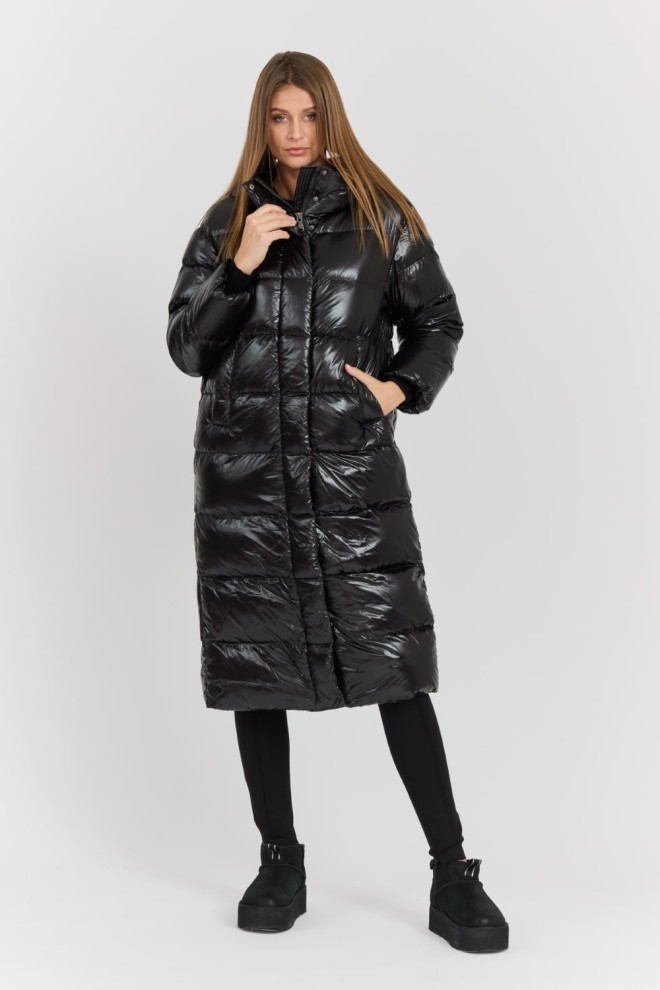 HETREGO Czarny damski płaszcz puchowy Tara Woman Oversized Quilted Coat, Rozmiar 36 EU - 40 IT