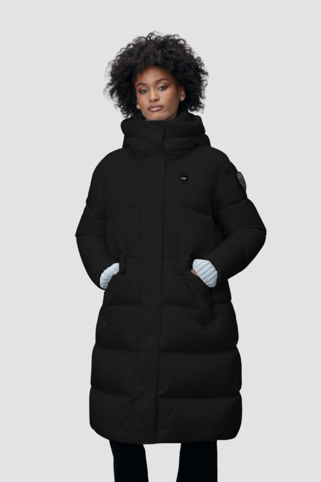 BLAUER Czarny damski płaszcz Lena Raincoat Long Jackets, Rozmiar M