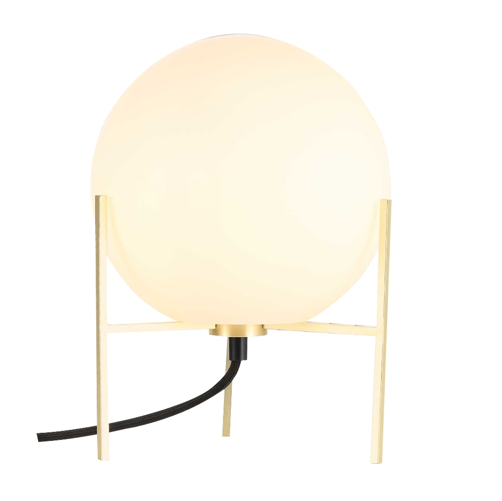 SELSEY Lampa stołowa Alton mlecznobiałe szkło na złotej podstawie
