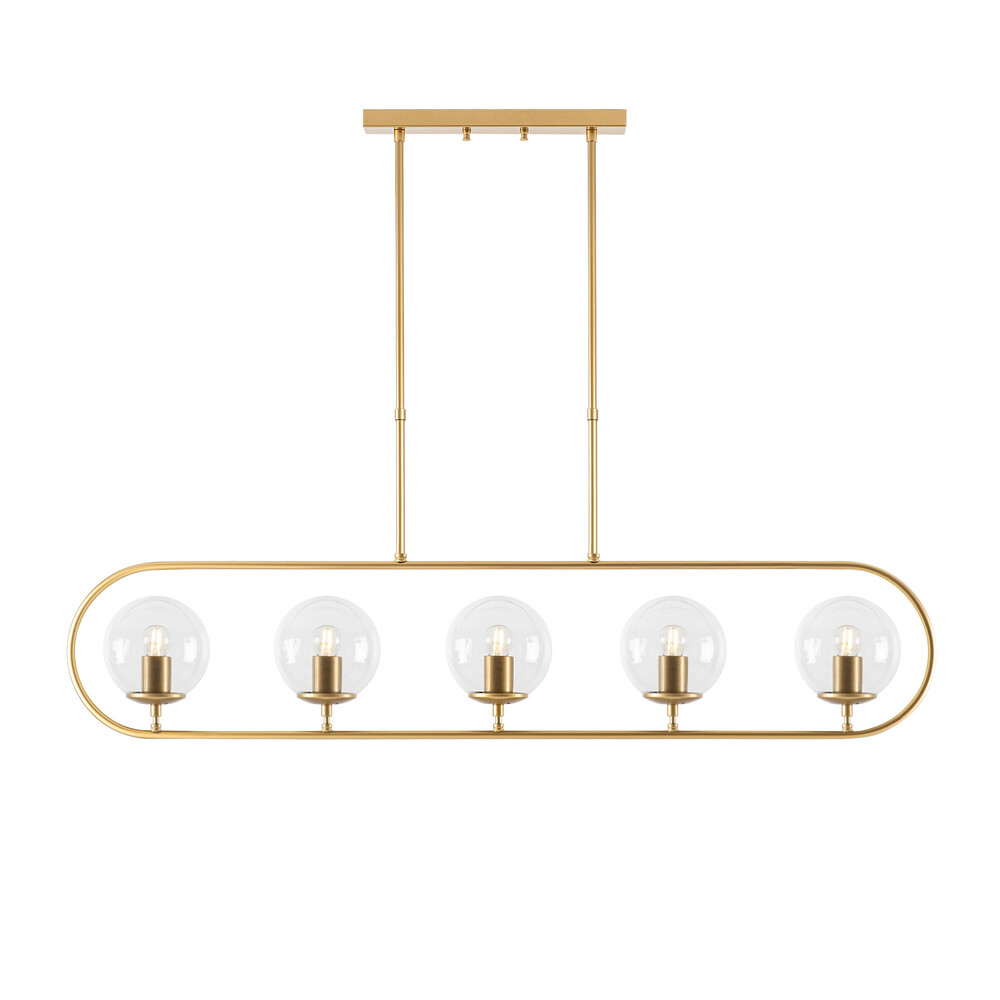 SELSEY Lampa wisząca Tribilia x5 złota/transparentny klosz
