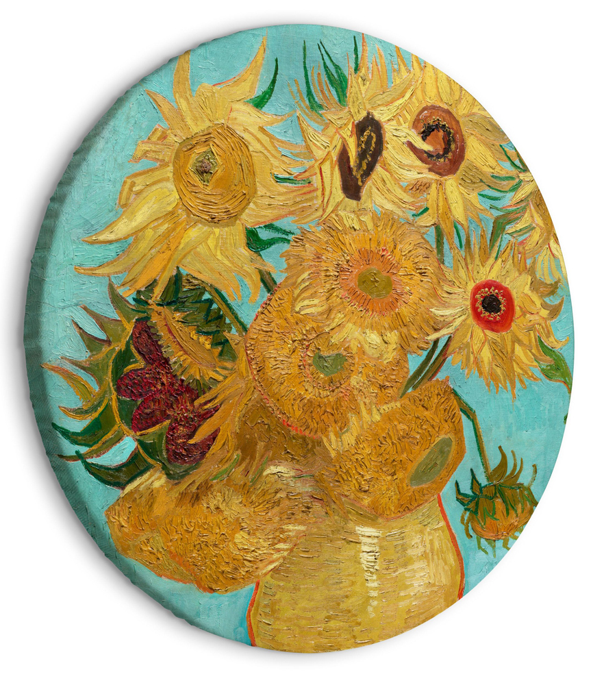SELSEY Obraz okrągły Wazon z dwunastoma słonecznikami Vincent van Gogh średnica 60 cm