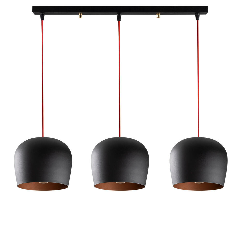 SELSEY Lampa wisząca Pavitaries x3 czarna/ czerwone kable