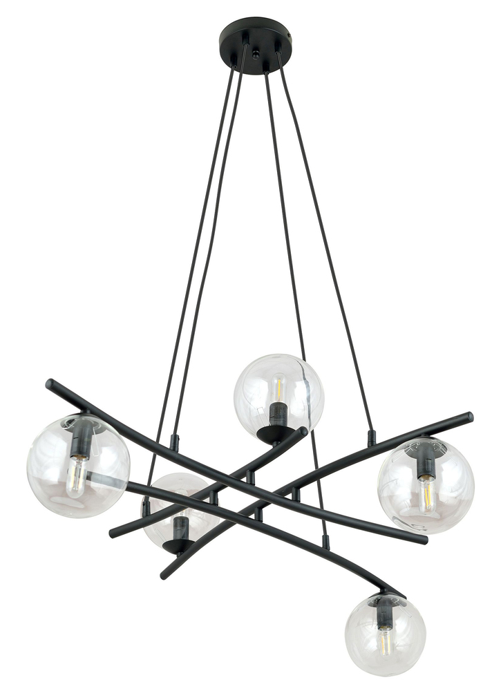 SELSEY Lampa wisząca Vrestello czarno-transparentna x5