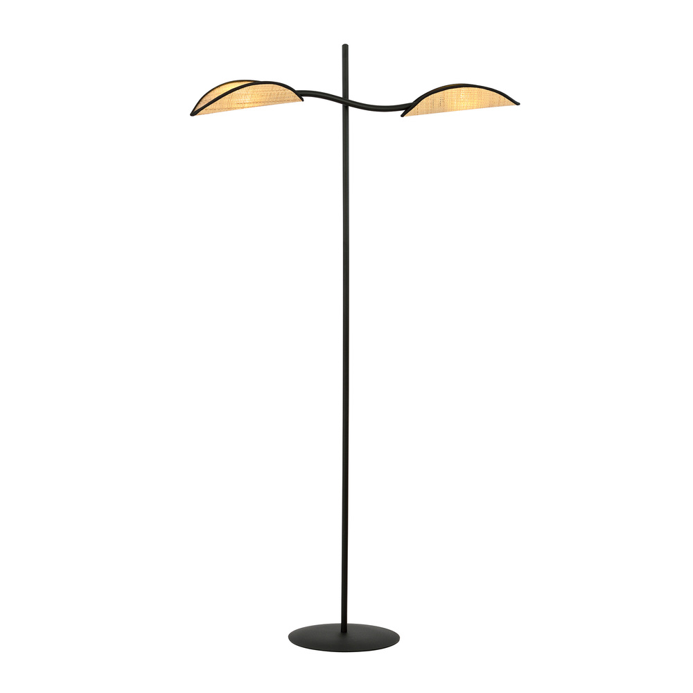 SELSEY Lampa podłogowa Farang x2 czarno-rattanowa