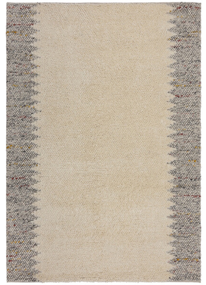 SELSEY Dywan Minerals Border 120x170 cm z wełną szaro-kremowy