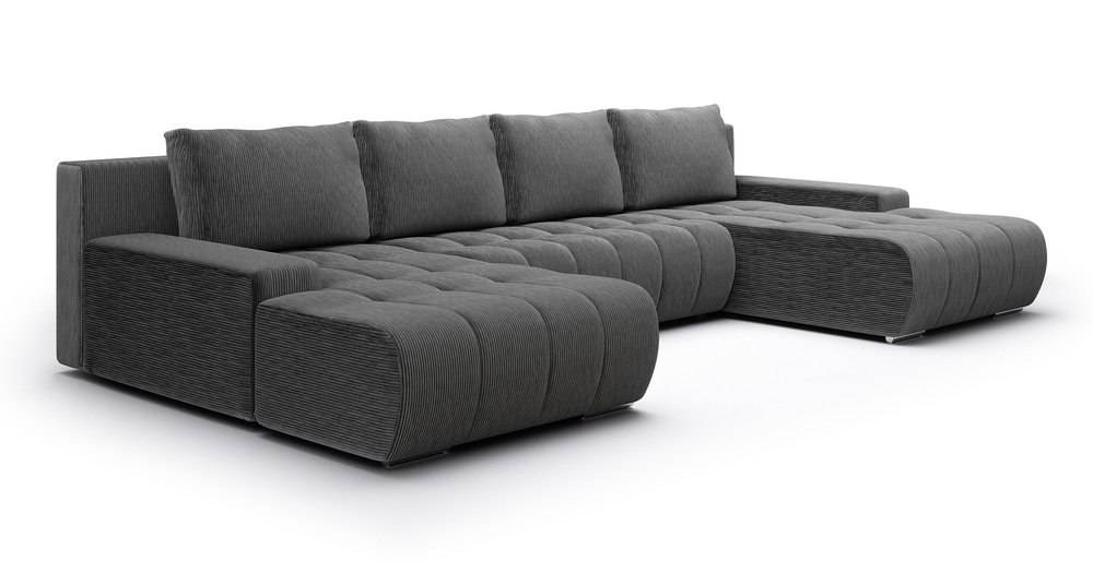 SELSEY Narożnik z funkcją spania Magliano U-kształtny niebieskoszary sztruks