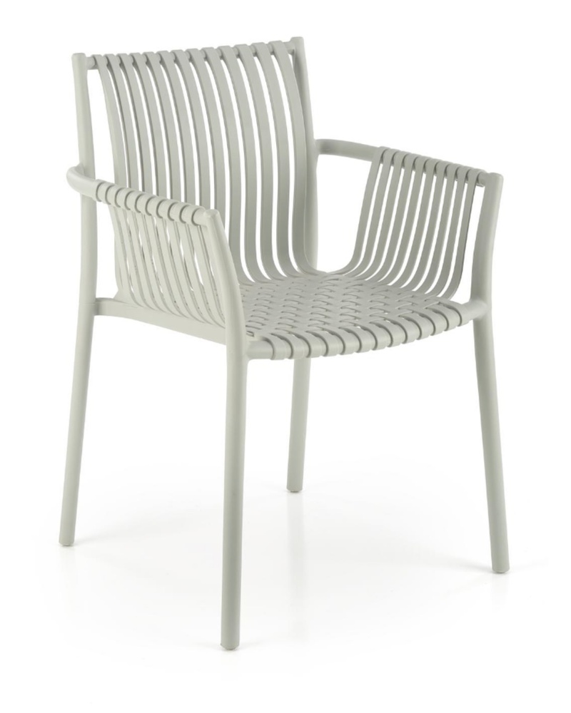 SELSEY Krzesło z tworzywa Tatory z podłokietnikami jasnoszare