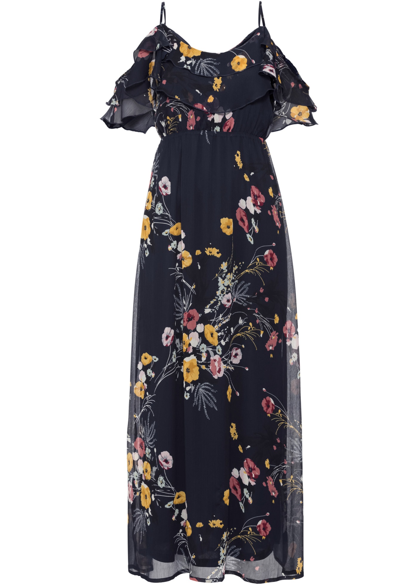 Sukienka Długa sukienka z odsłoniętymi ramionami, w kwiatowy deseń