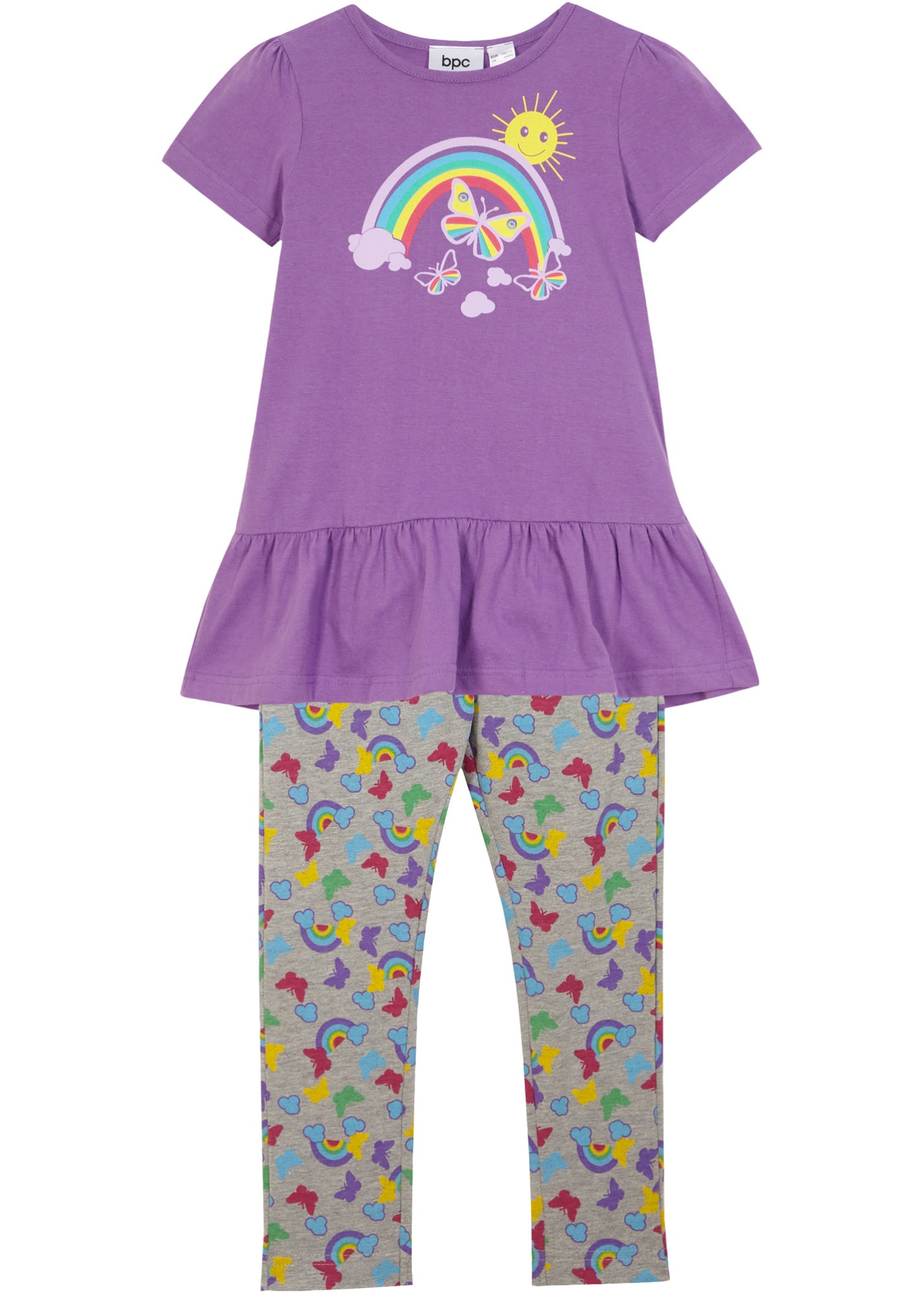 SHIRT DZIEWCZęCY Z FALBANAMI + LEGGINSY (2 CZęśCI) rozmiar