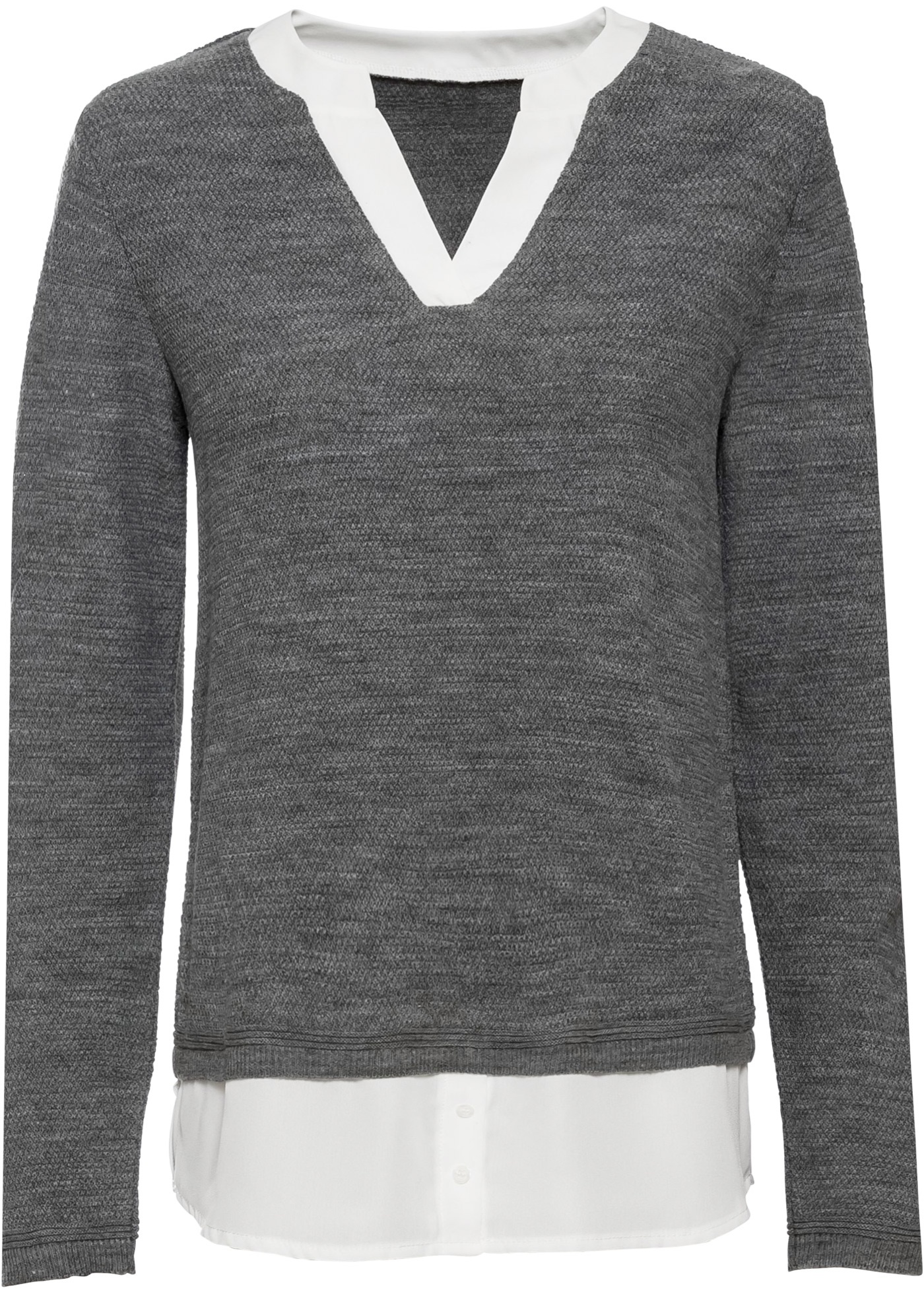 SWETER Z KOSZULOWą WSTAWKą rozmiar