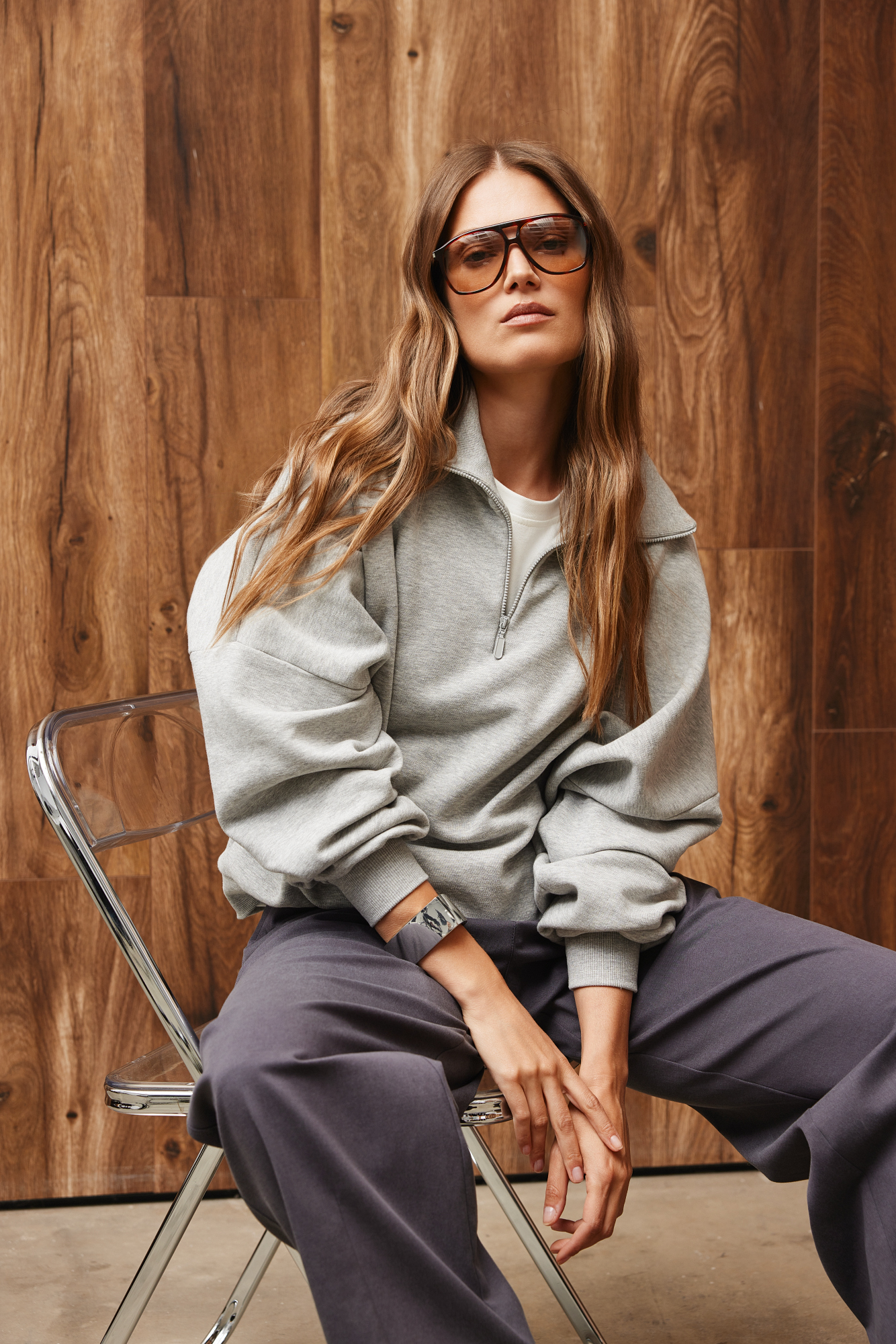 BLUZA HARPER SZARY MELANŻ One size - Flawless