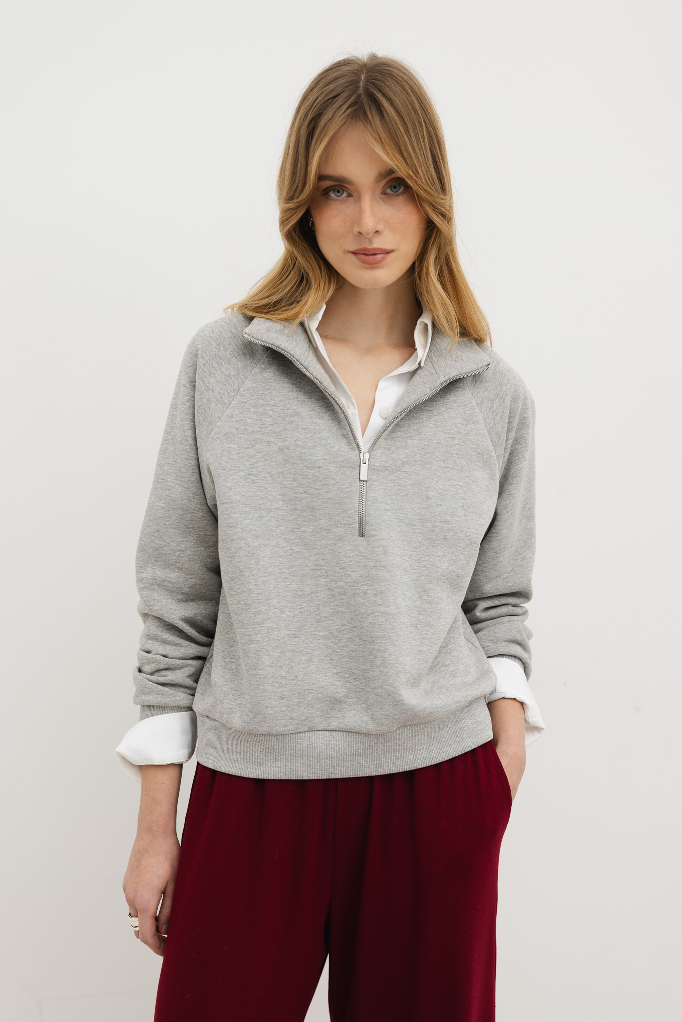 BLUZA VIKI SZARY MELANŻ M - Flawless