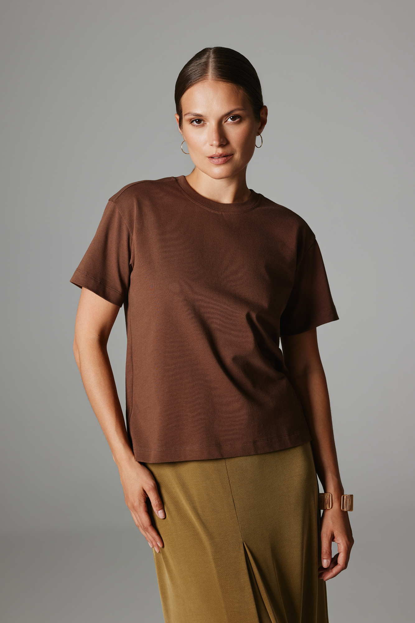 T-SHIRT KIM BRĄZOWY M - Flawless