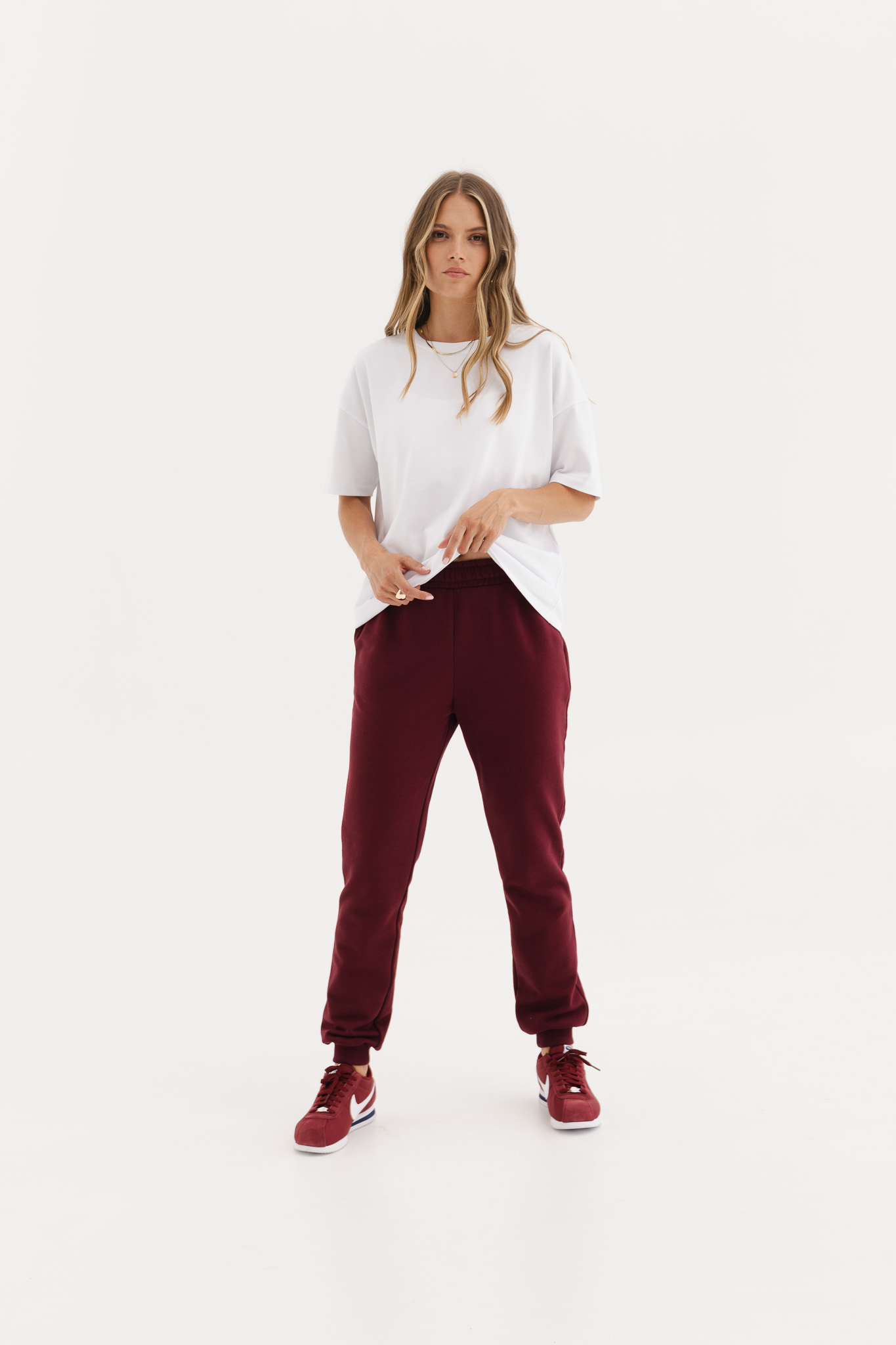 LEKKIE SPODNIE CELINE BORDOWE XS - Flawless