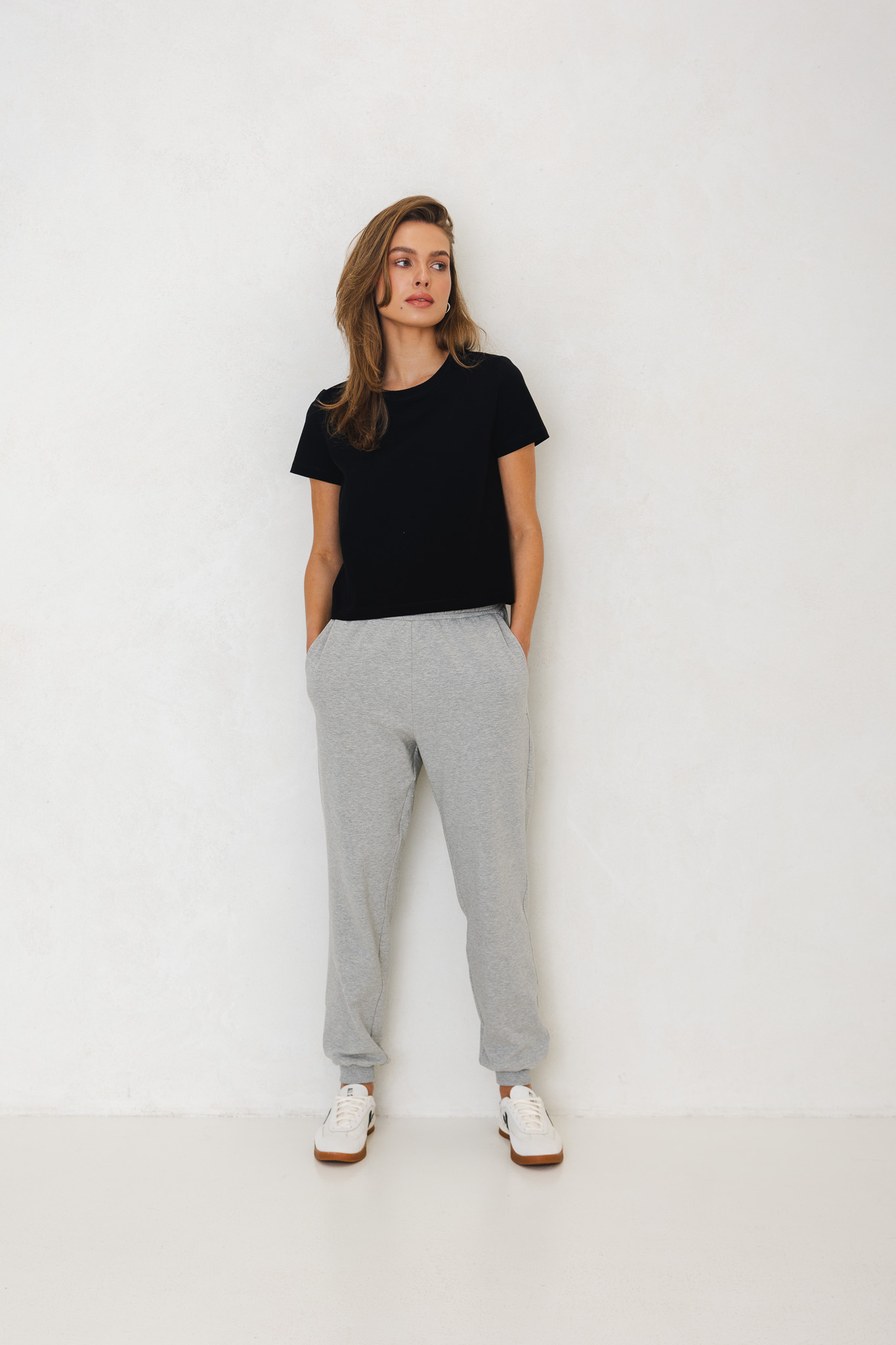 SPODNIE CELINE SZARY MELANŻ M - Flawless