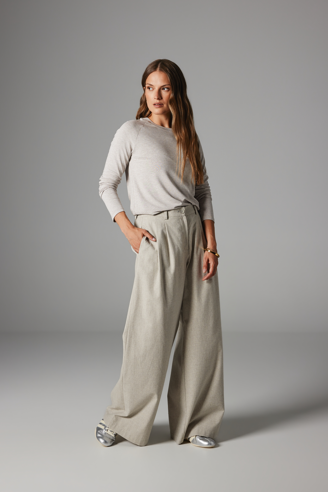 SPODNIE DALIA BEŻOWE XS - Flawless