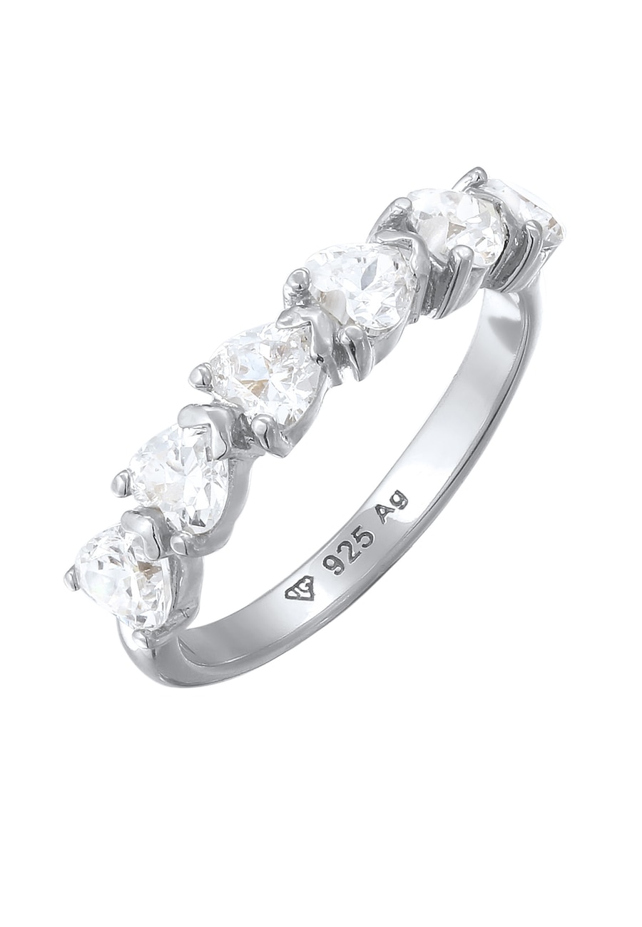 Elli Pierścionek z Kamieniami Damskie Serce Cyrkonia Biały 925 Sterling Silver Walentynkowy Pierścionki 1 ct