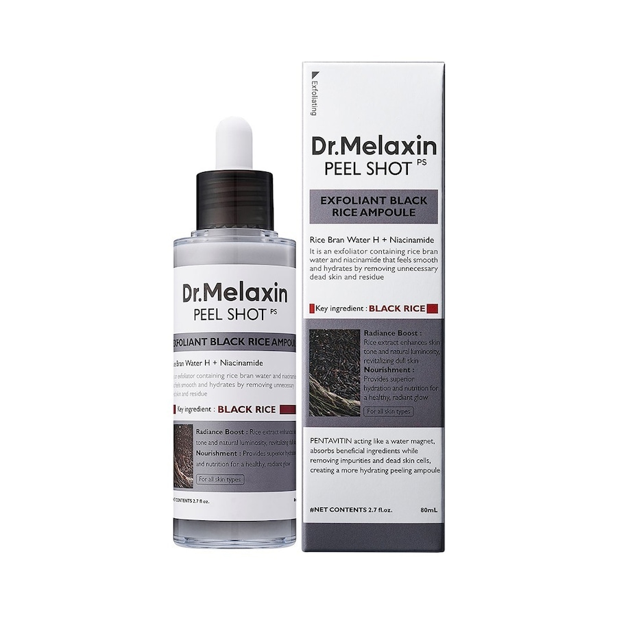 DR. MELAXIN Peel Shot delikatnie złuszczająca ampułka z ekstraktem z czarnego ryżu Serum nawilżające 80 ml