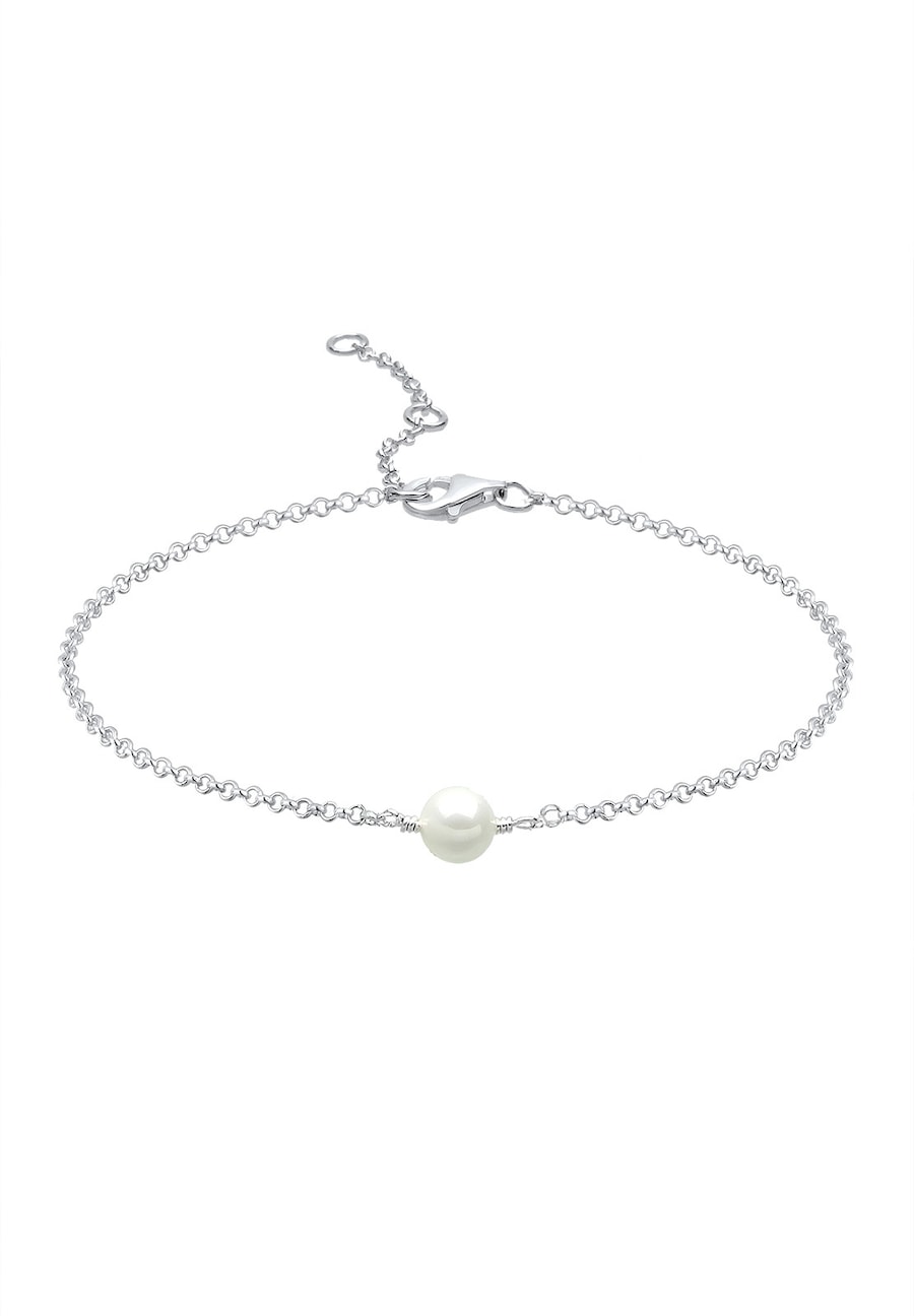 Elli Damska bransoletka na kostkę Basic z koralikami Shell Core w srebrze próby 925 Sterling Silver Naszyjniki 1 ct Damski