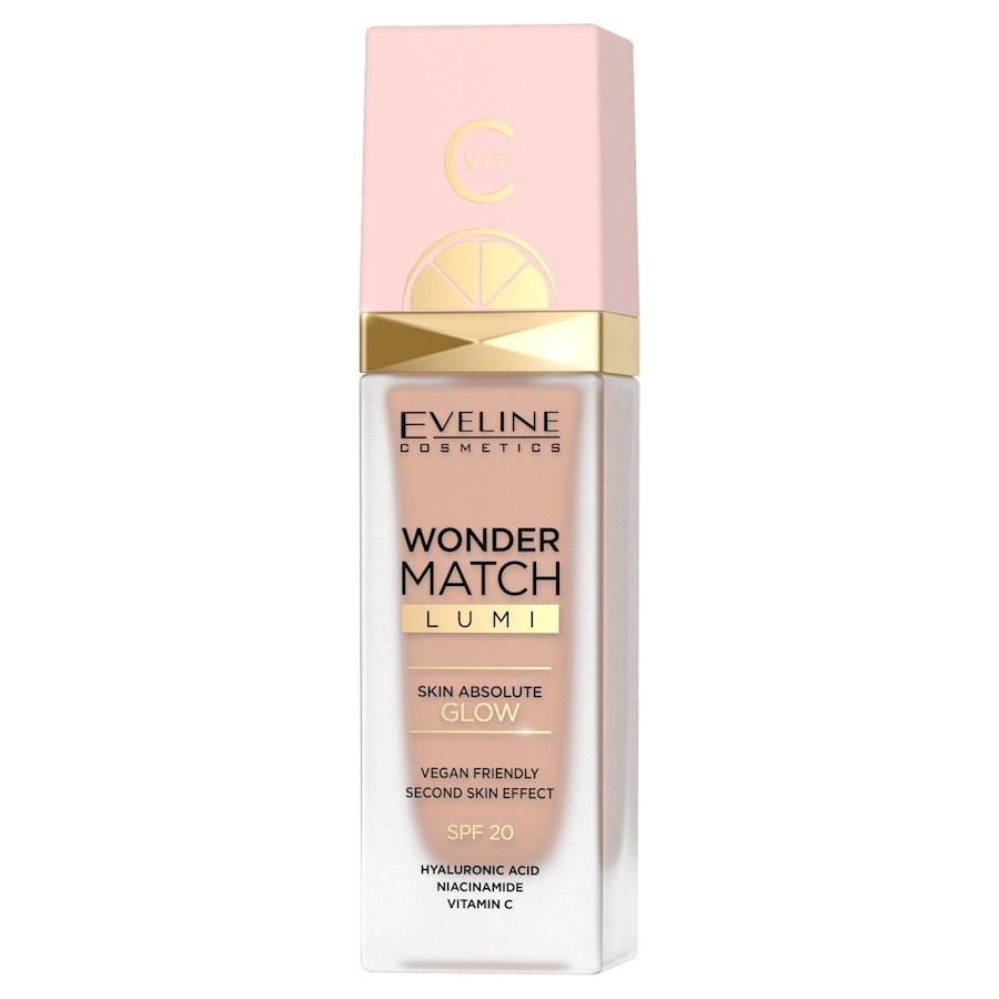Eveline Cosmetics Wonder Match Lumi Luksusowy podkład rozświetlający do twarzy, 10 Vanilla Warm Podkłady 30 ml 20 - NUDE WARM