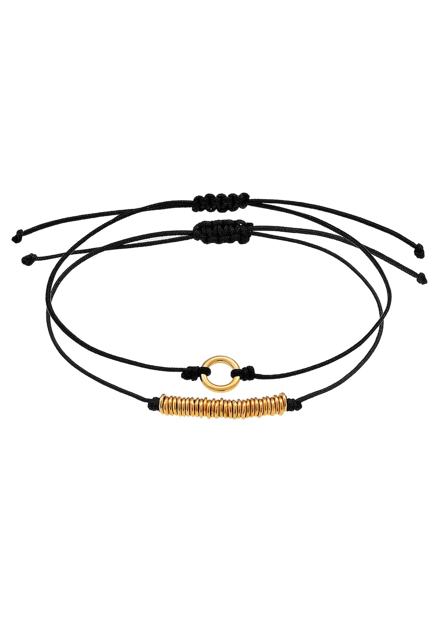 Elli Damski zestaw 2 nylonowych pierścionków Circle Basic Must-Have ze srebra 925 Sterling Silver Bransoletki 1 ct