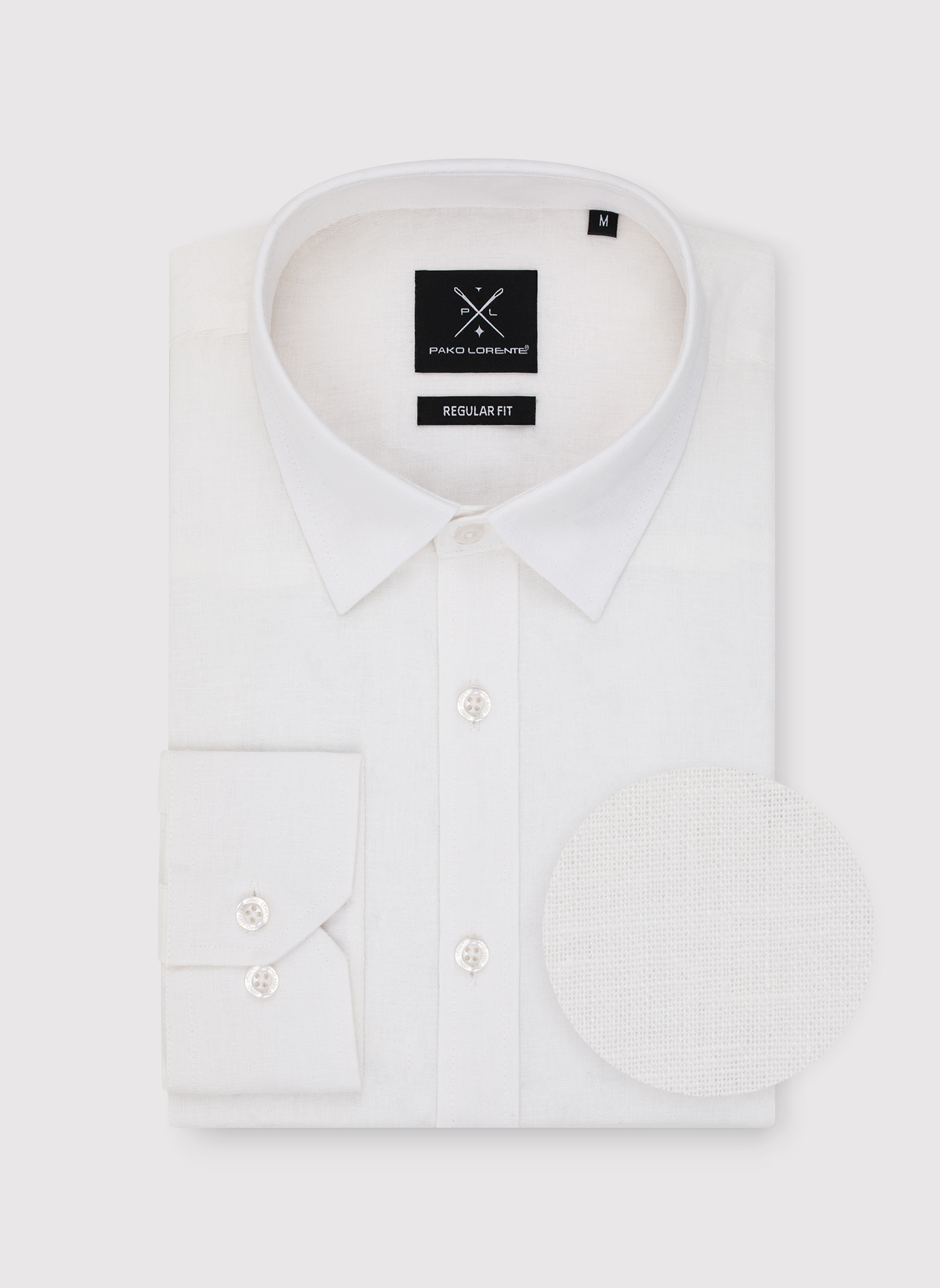 Biała koszula męska z lnem - Pako Lorente