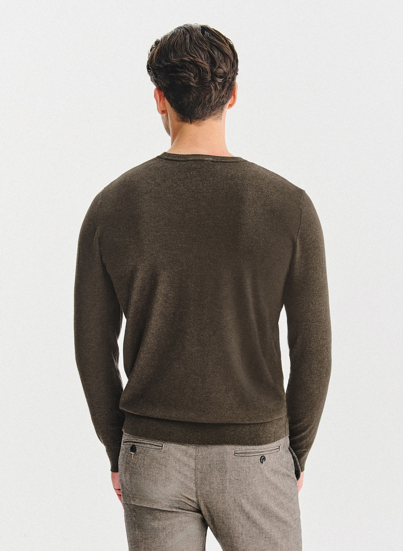 Brązowy sweter męski o-neck - Pako Lorente