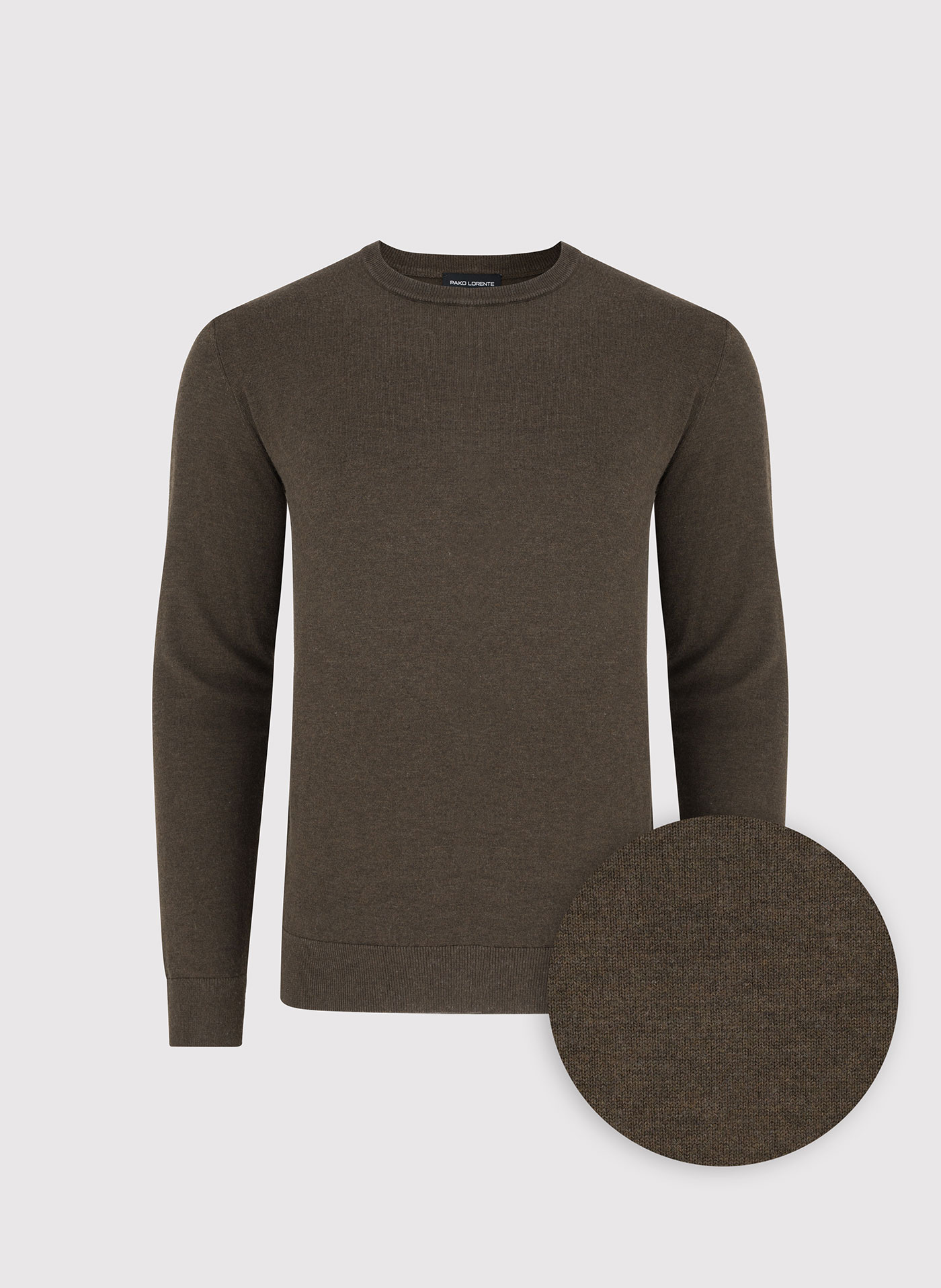 Brązowy sweter męski o-neck - Pako Lorente