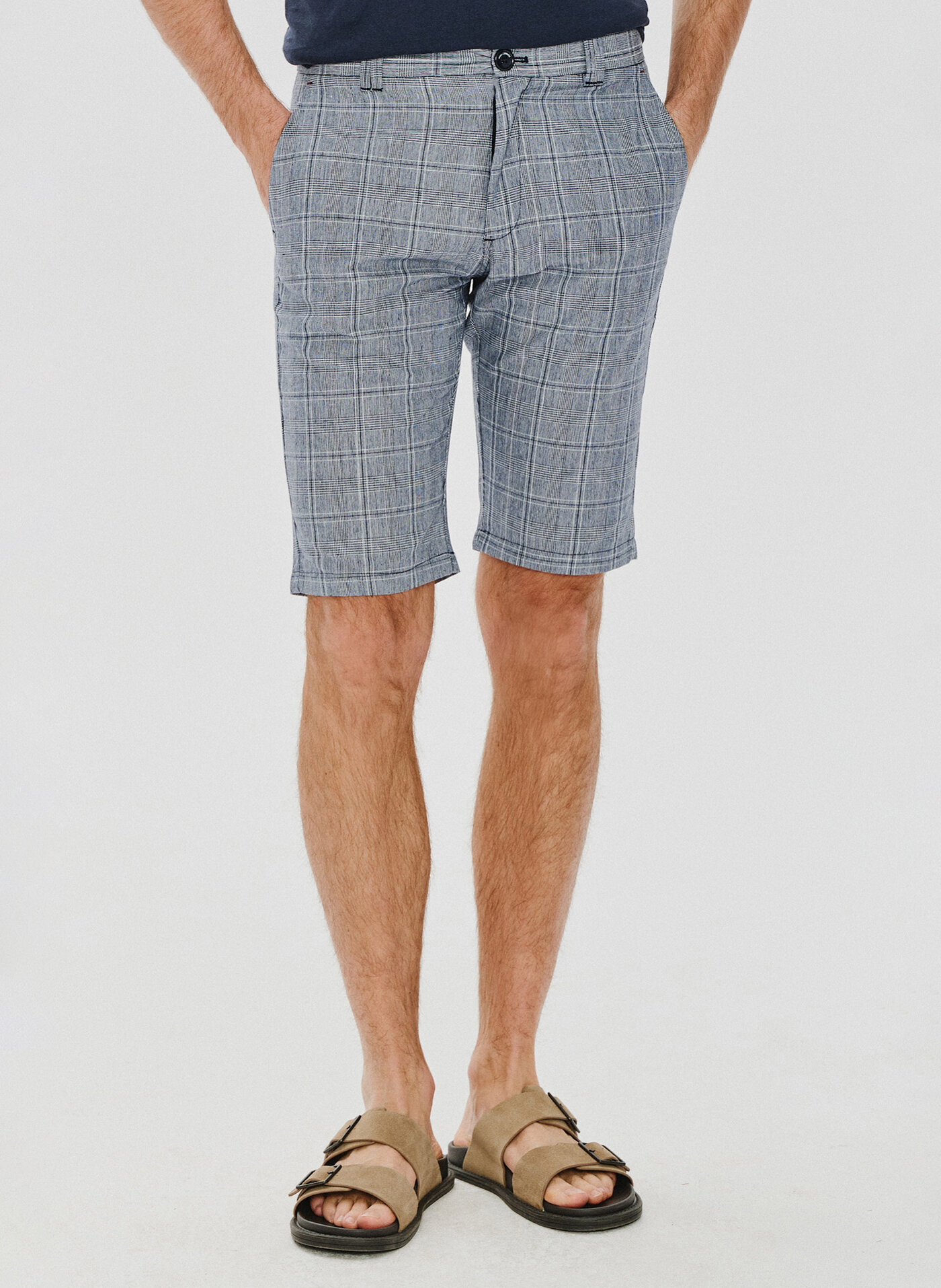 Męskie szorty w kratkę z lnem - Pako Lorente