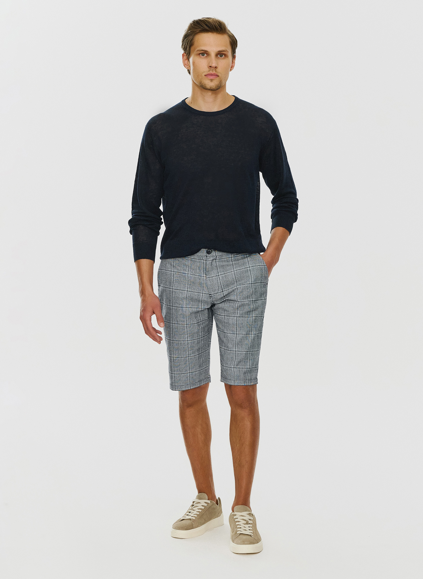 Męskie szorty w kratkę z lnem - Pako Lorente