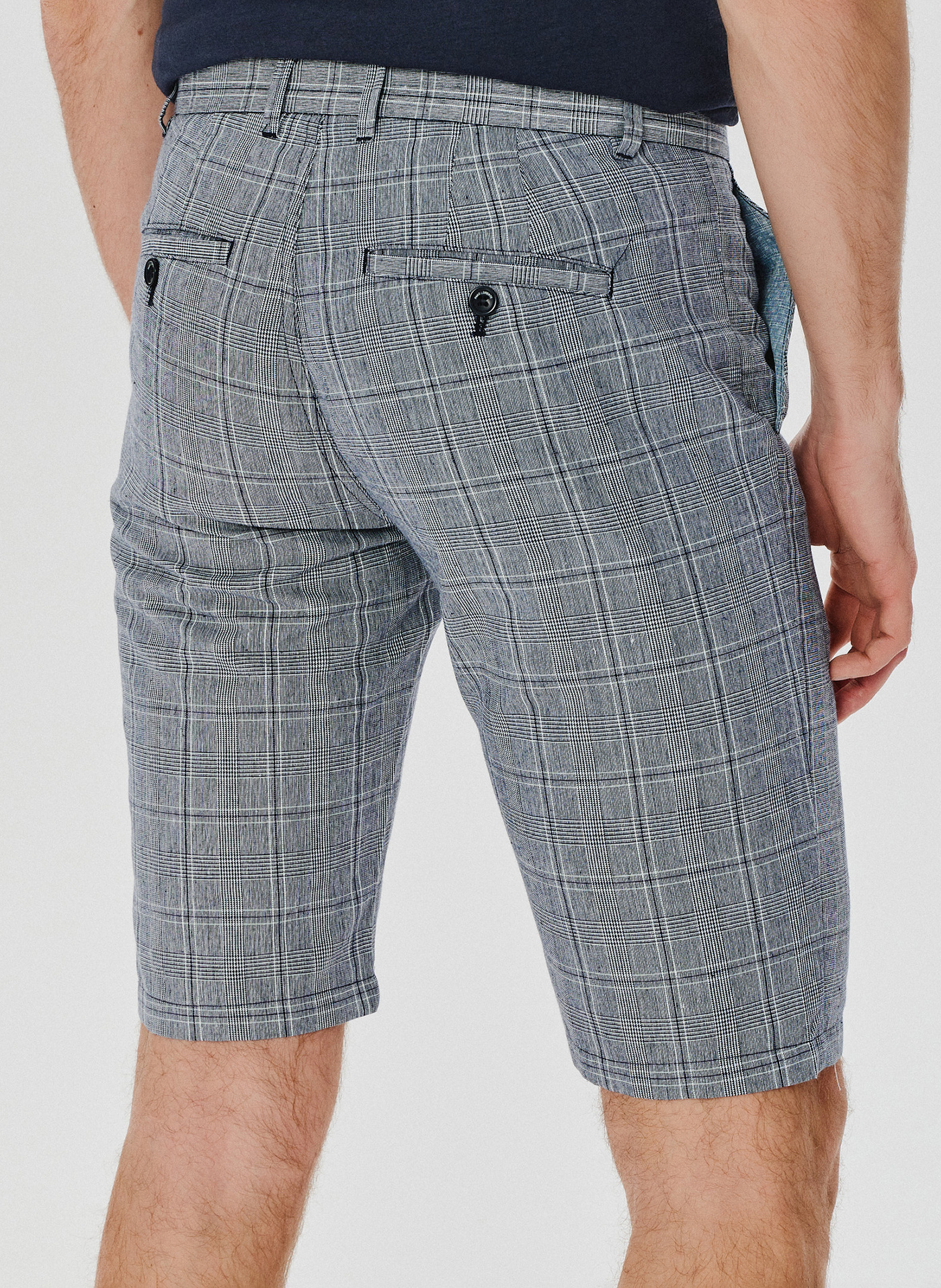 Męskie szorty w kratkę z lnem - Pako Lorente